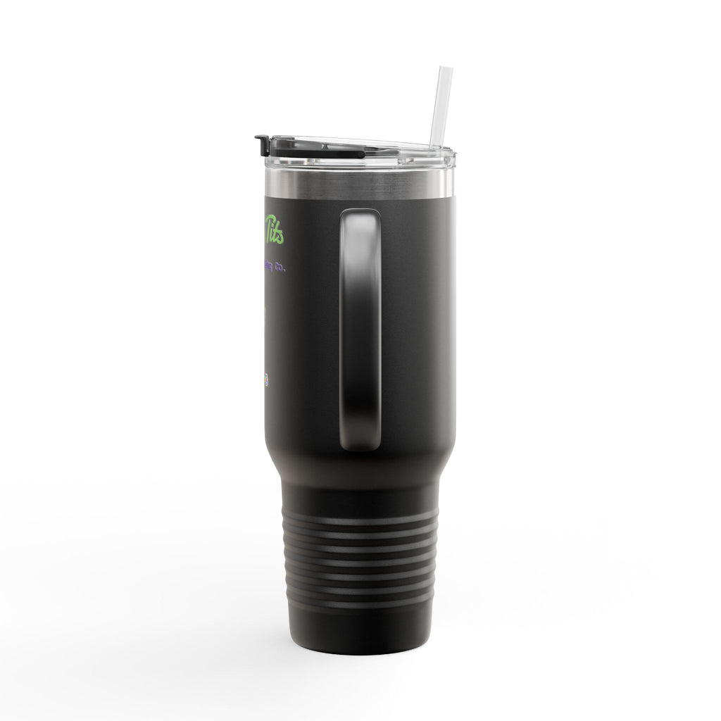 40oz Insulated Travel Mug — Colorful Cat Design “Tattle Tits”