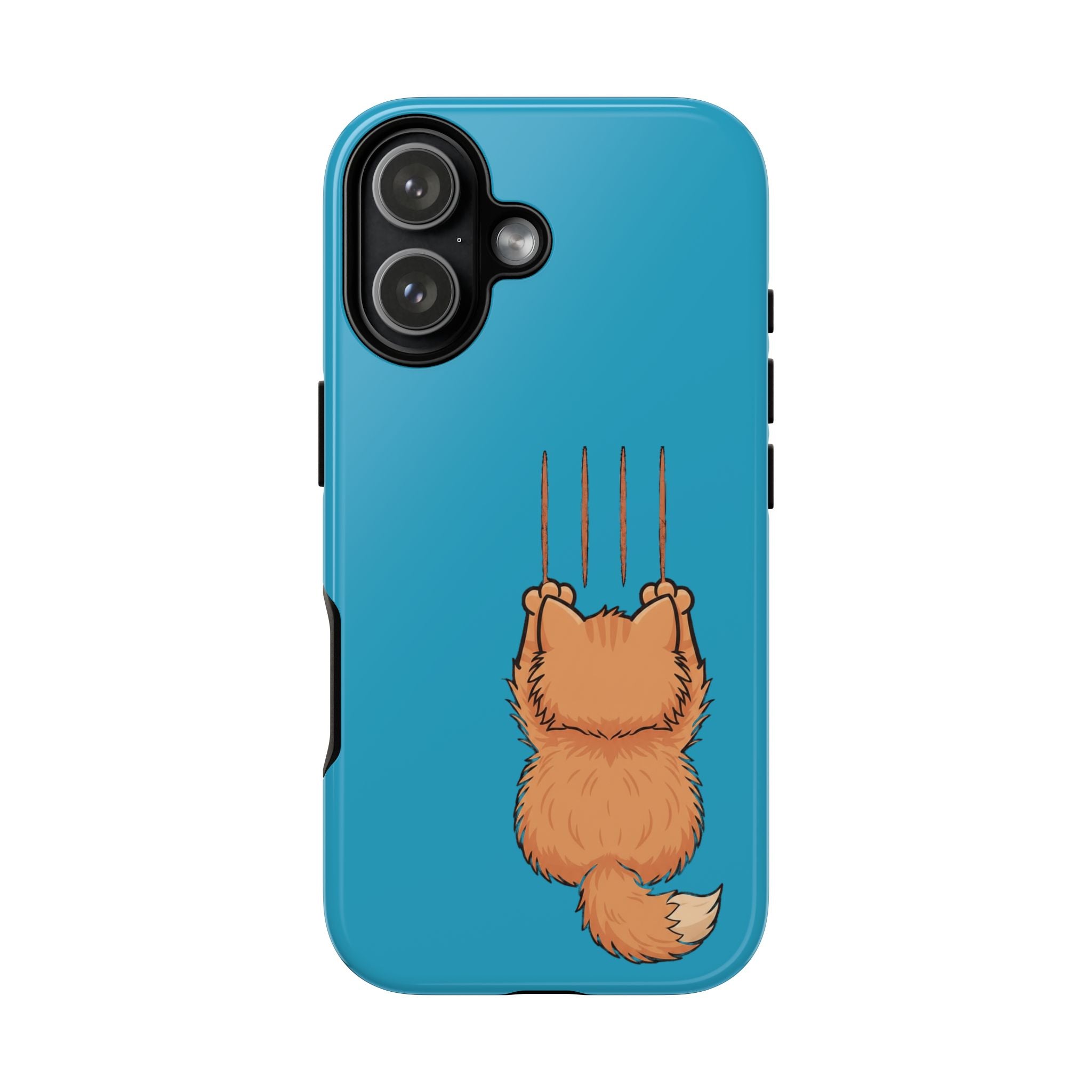 Cat Claw Blue Phone Case — Cute Hanging Orange Kitten Protective Cover