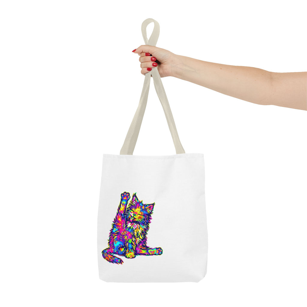 Colorful Cat Tote Bag — 'Shimmer. Sparkle. Shine.' All-Over Print