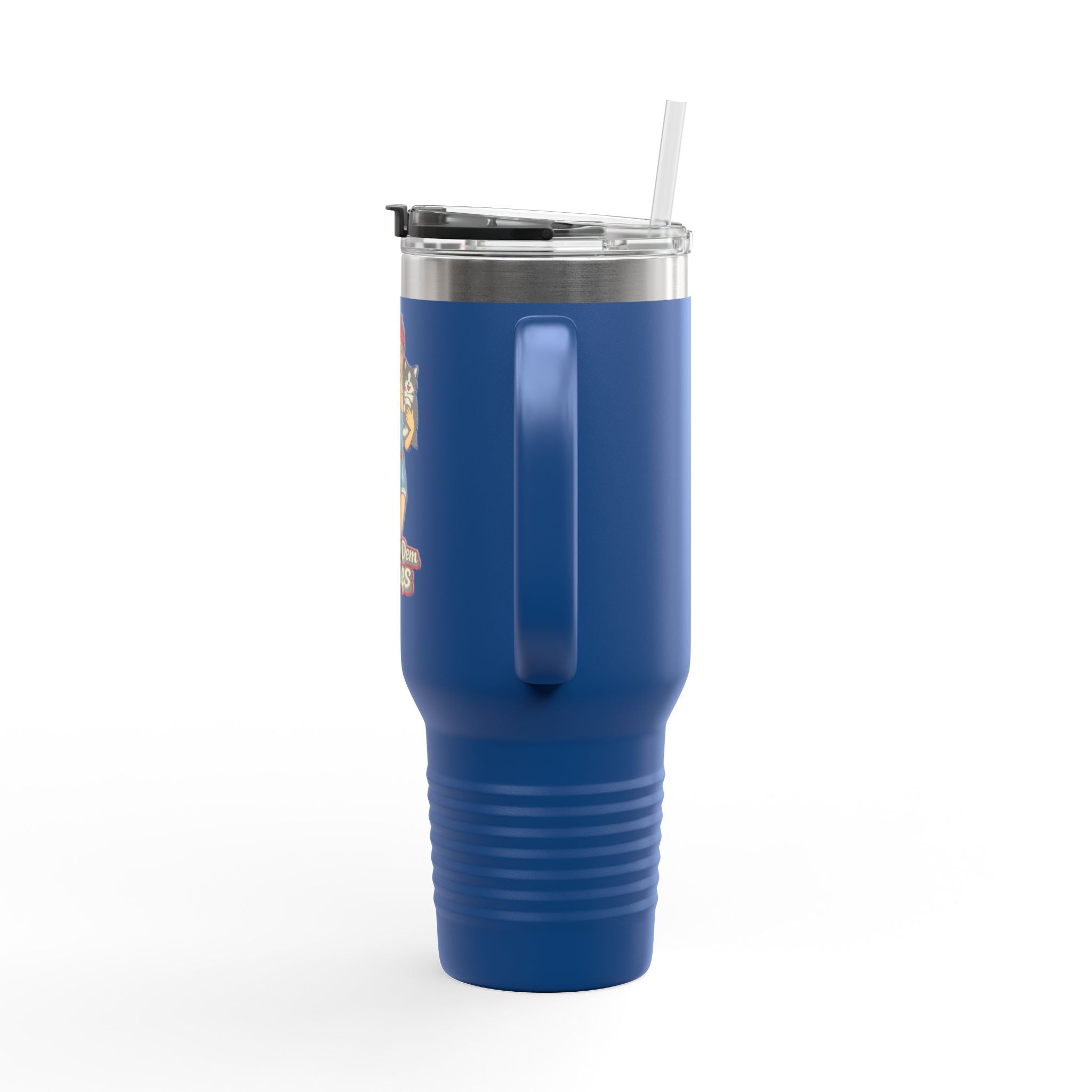 40oz Insulated Travel Mug — "Show Me Dem Kitties" Pin-Up Cat Design