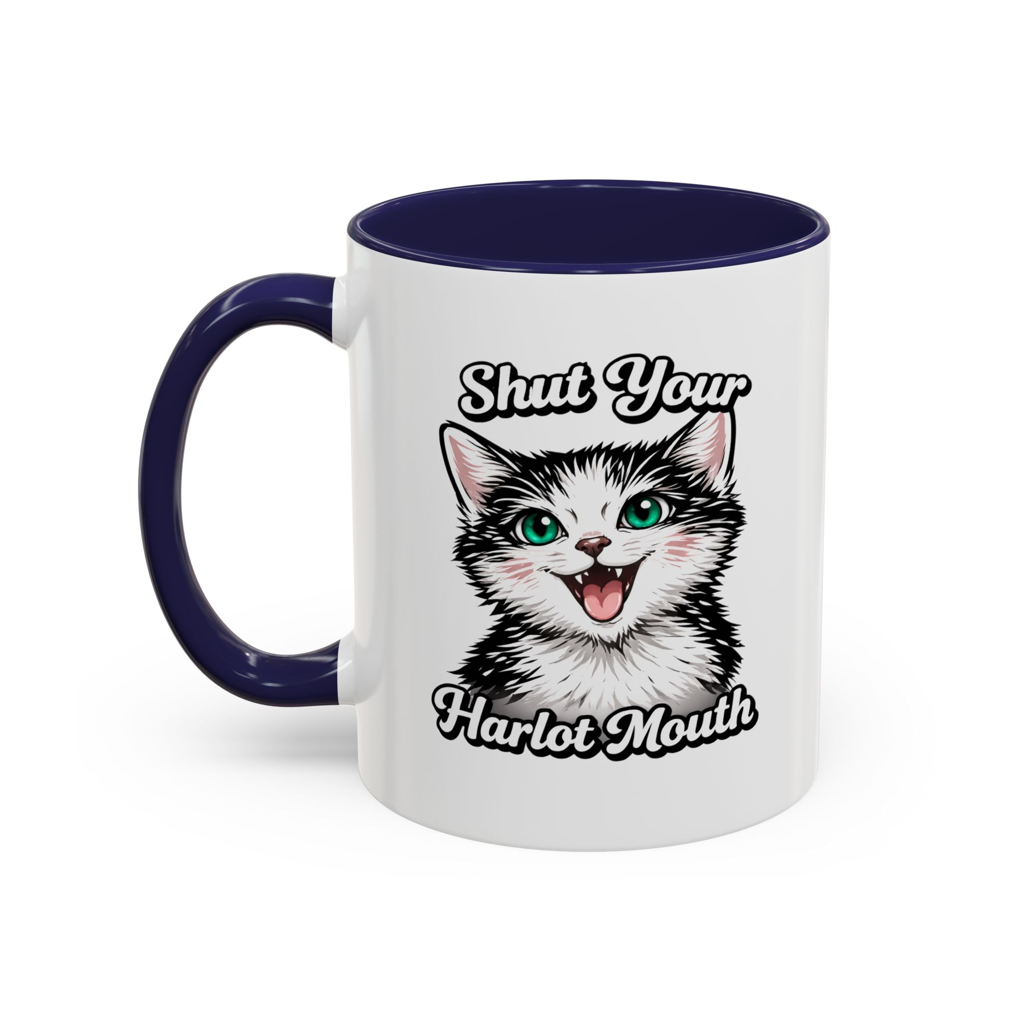 Cat Lover Accent Coffee Mug — Cute Staring Cat Design (11/15 oz)