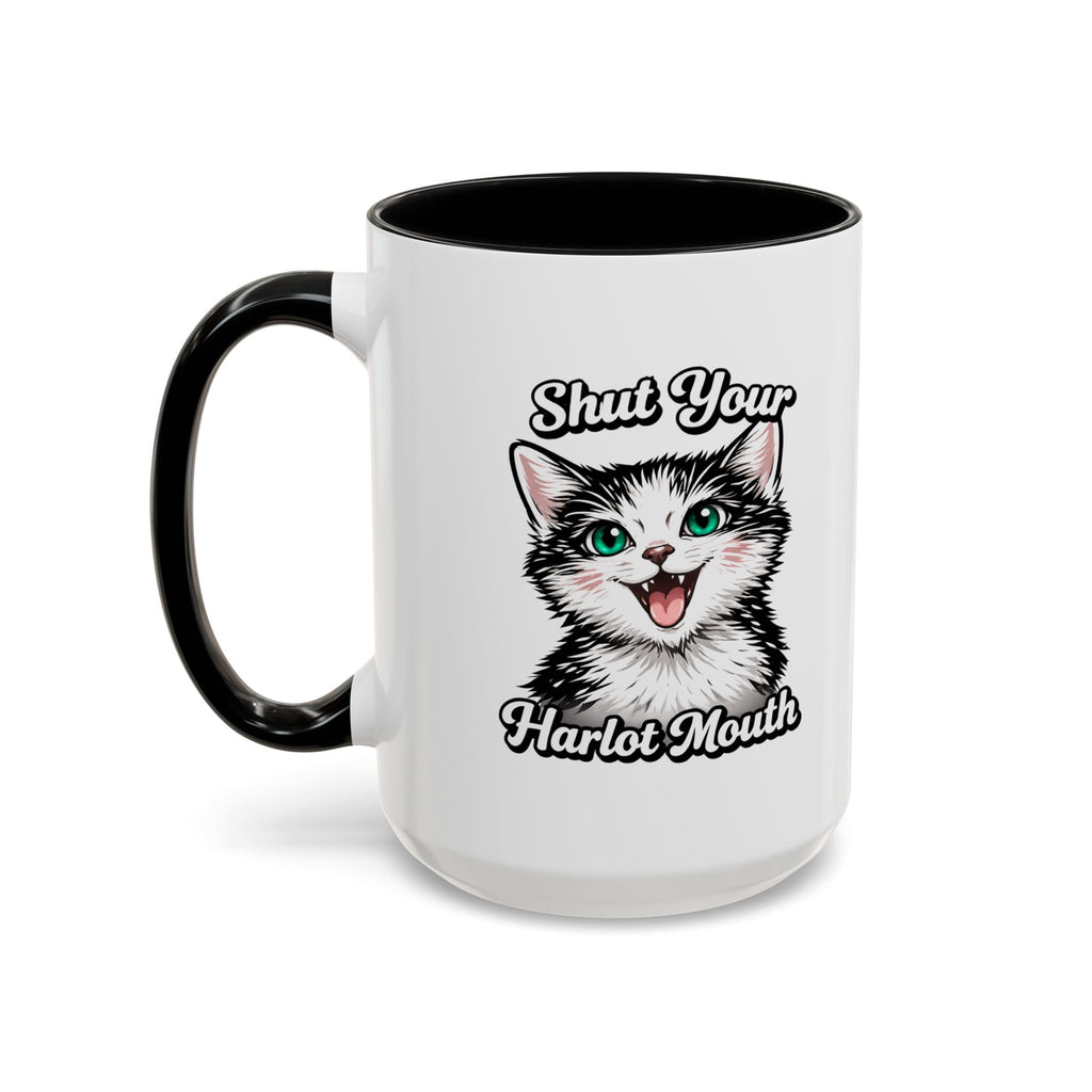 Cat Lover Accent Coffee Mug — Cute Staring Cat Design (11/15 oz)