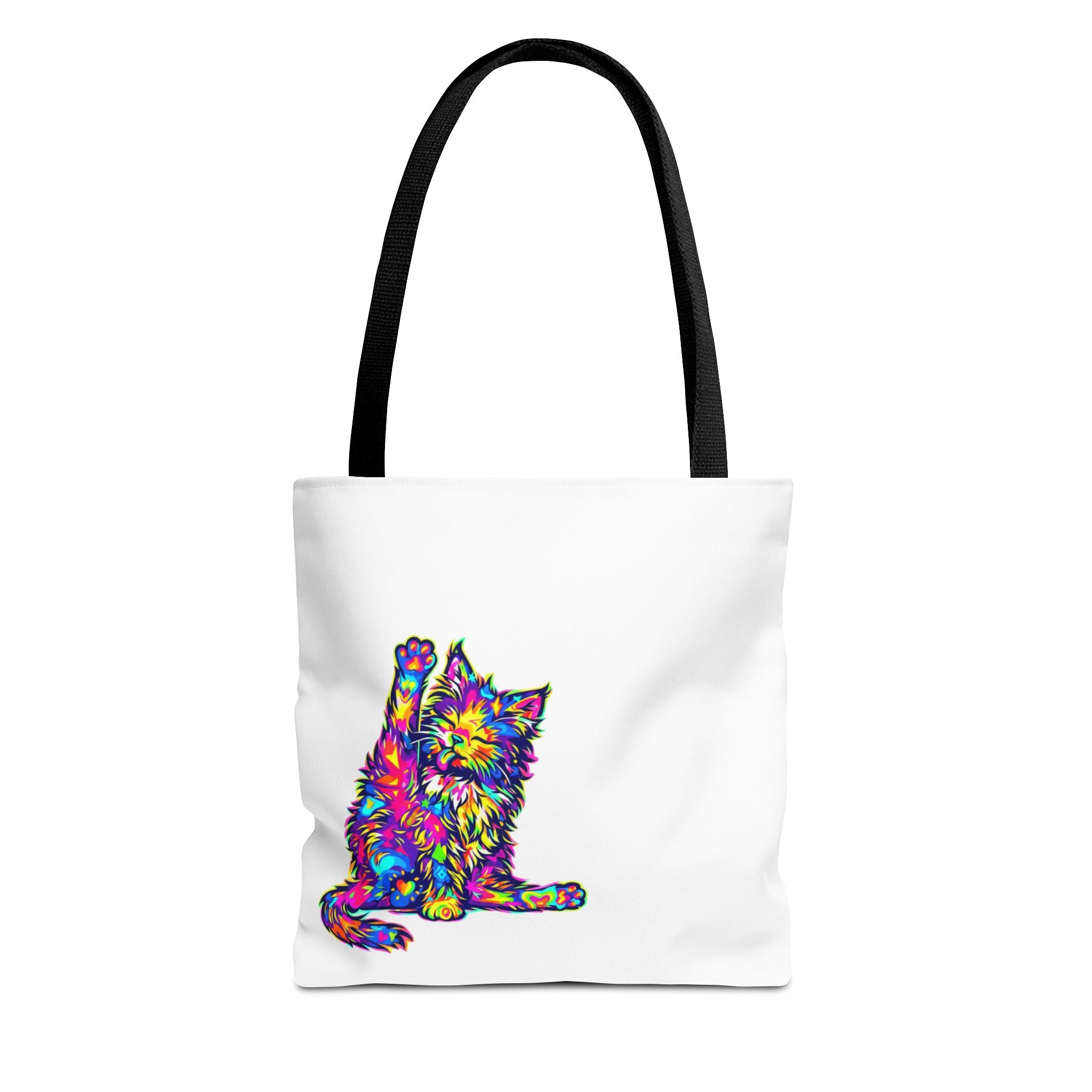 Colorful Cat Tote Bag — 'Shimmer. Sparkle. Shine.' All-Over Print