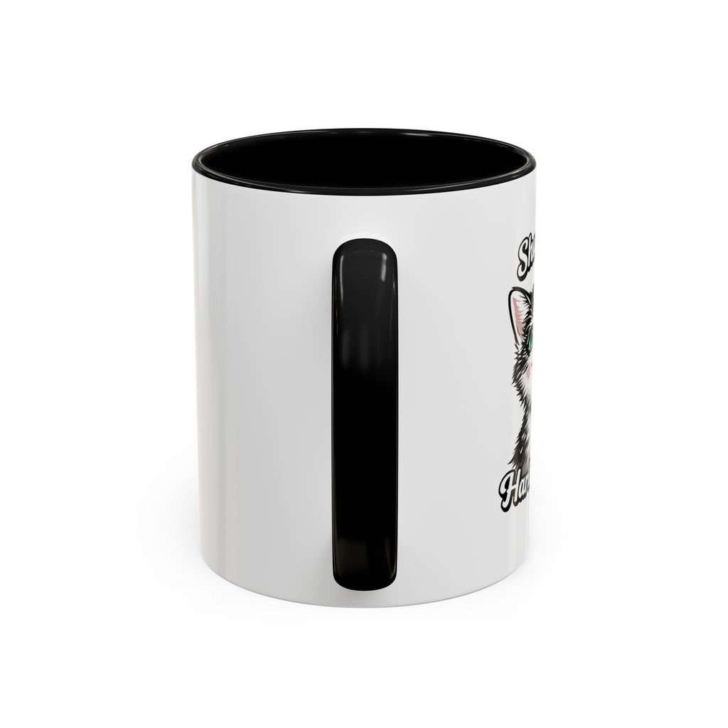 Cat Lover Accent Coffee Mug — Cute Staring Cat Design (11/15 oz)
