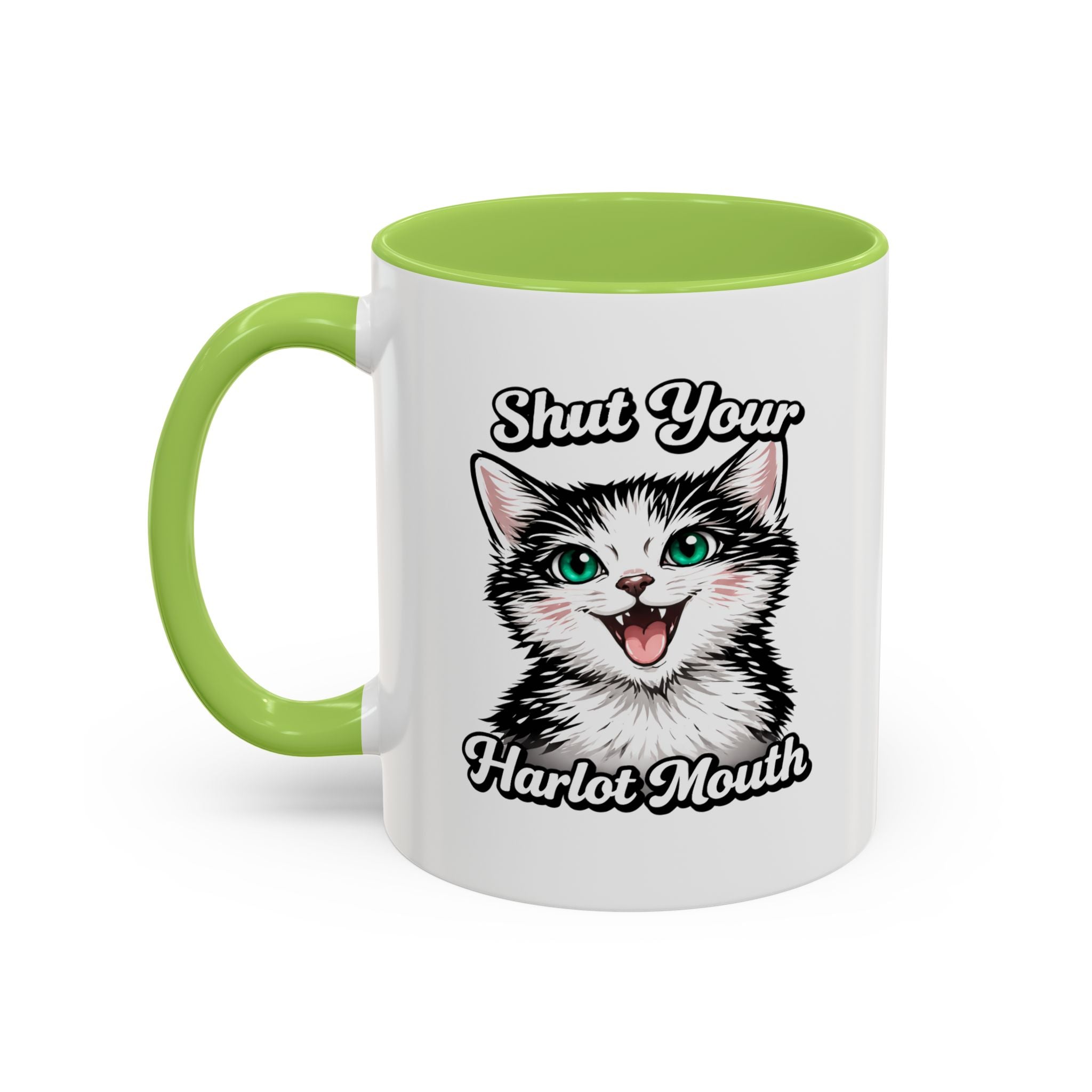 Cat Lover Accent Coffee Mug — Cute Staring Cat Design (11/15 oz)