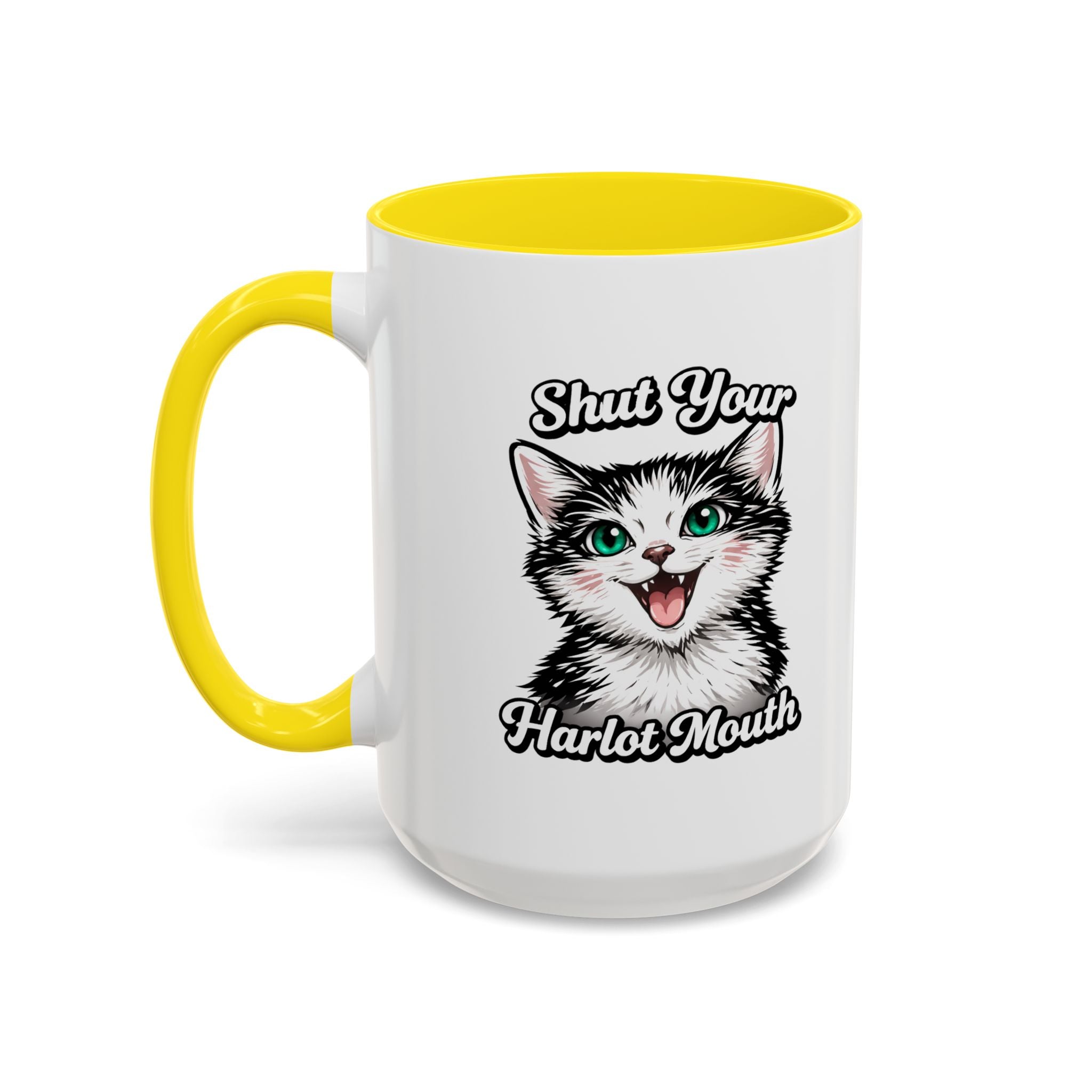 Cat Lover Accent Coffee Mug — Cute Staring Cat Design (11/15 oz)
