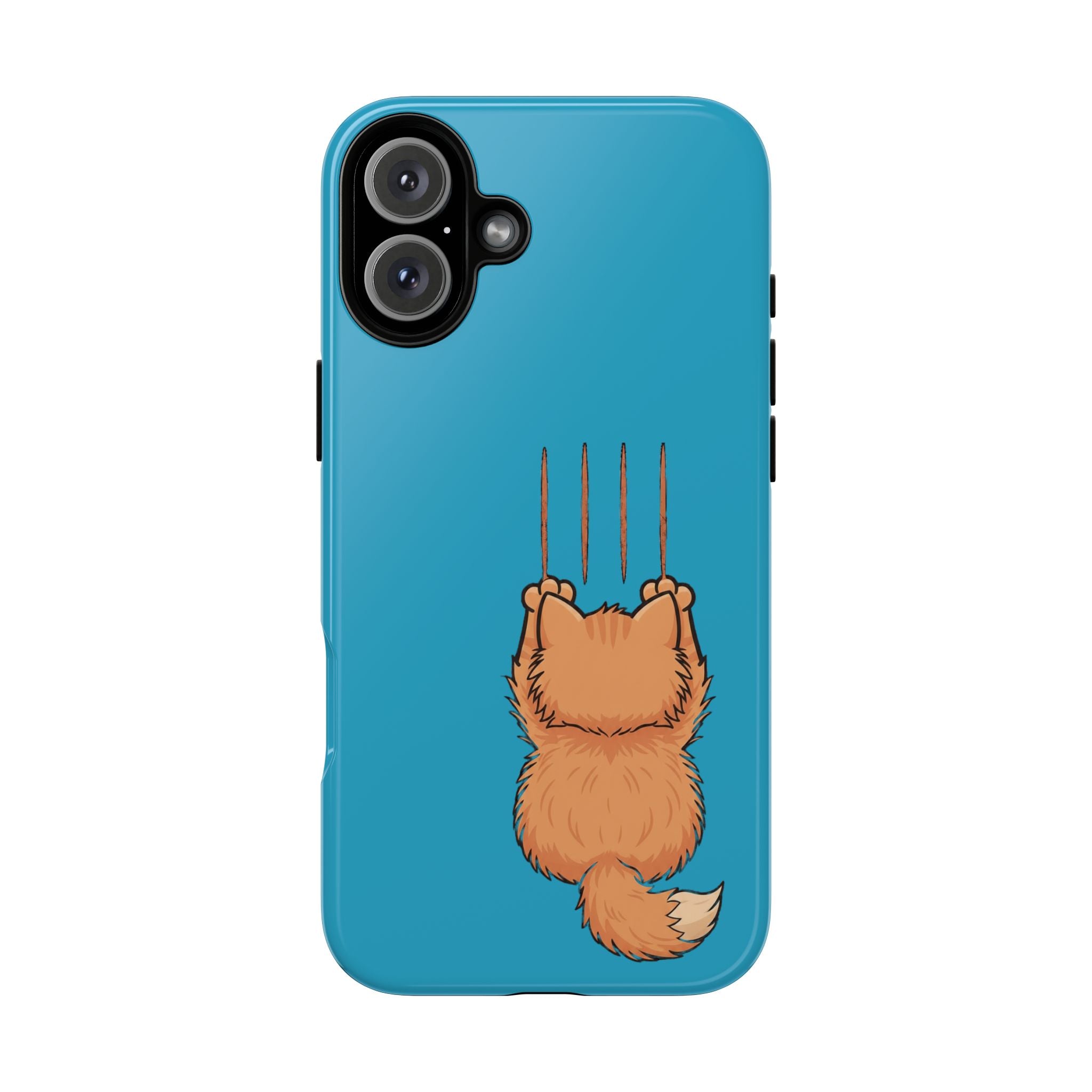 Cat Claw Blue Phone Case — Cute Hanging Orange Kitten Protective Cover