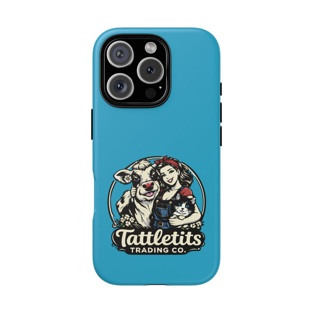 Phone Case — Retro 'Tuffellets' Logo Pattern on Teal