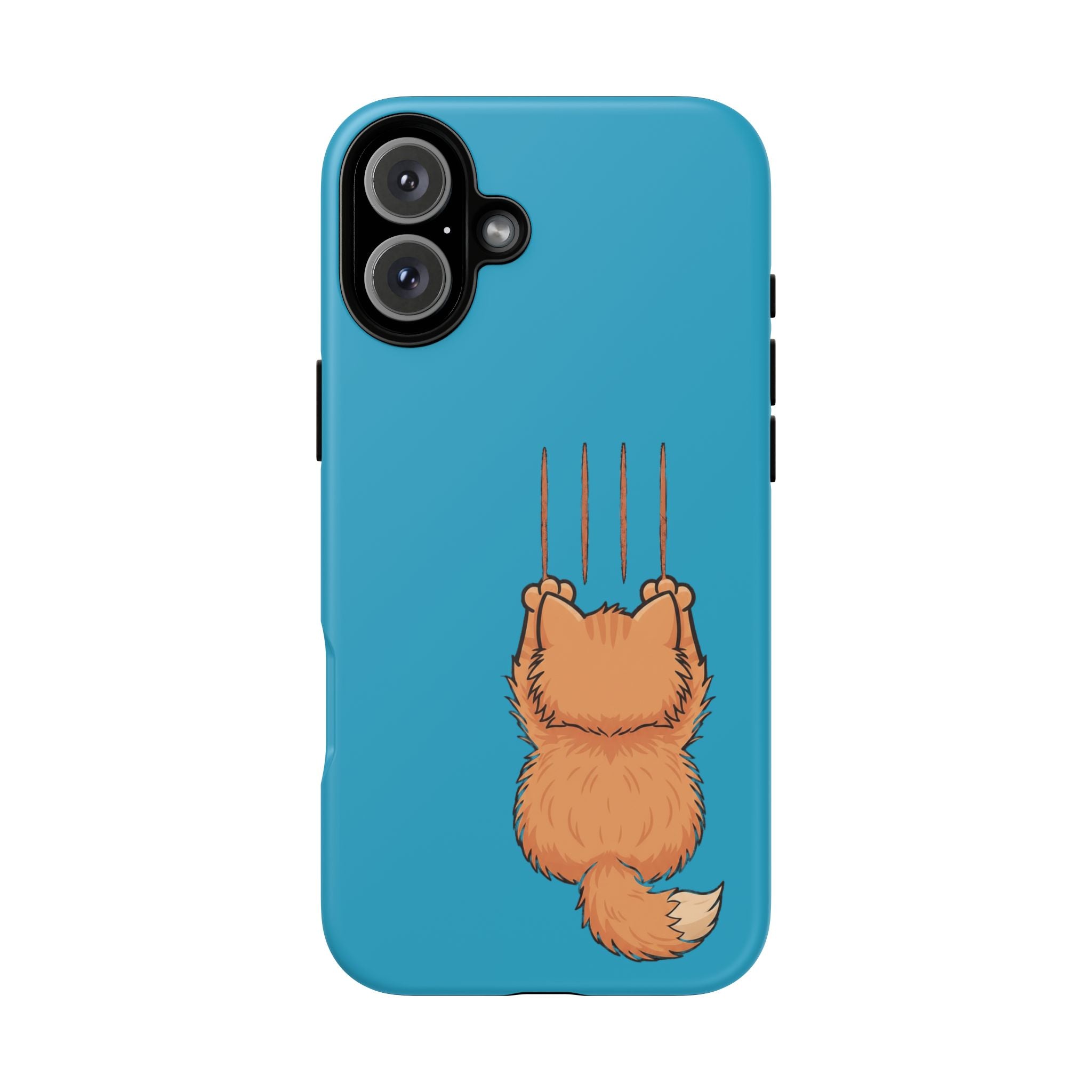 Cat Claw Blue Phone Case — Cute Hanging Orange Kitten Protective Cover