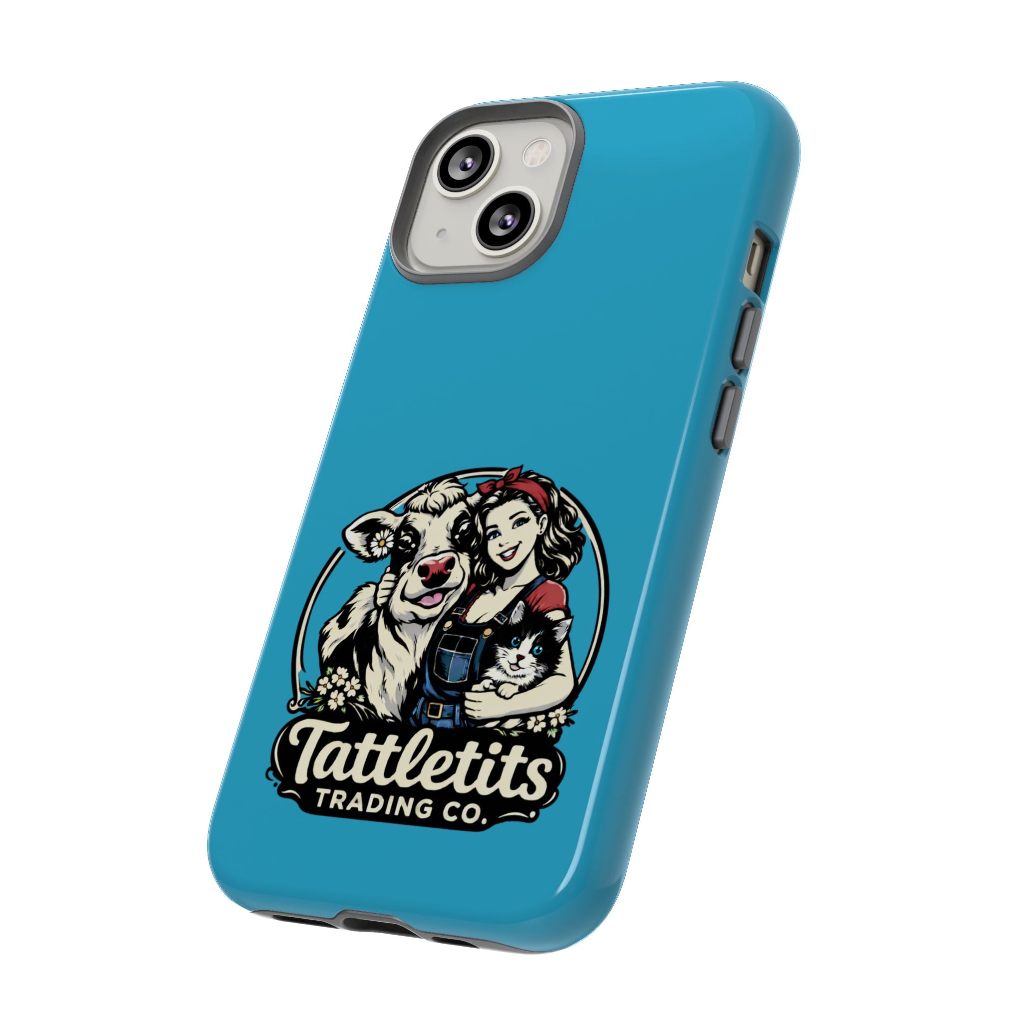Phone Case — Retro 'Tuffellets' Logo Pattern on Teal