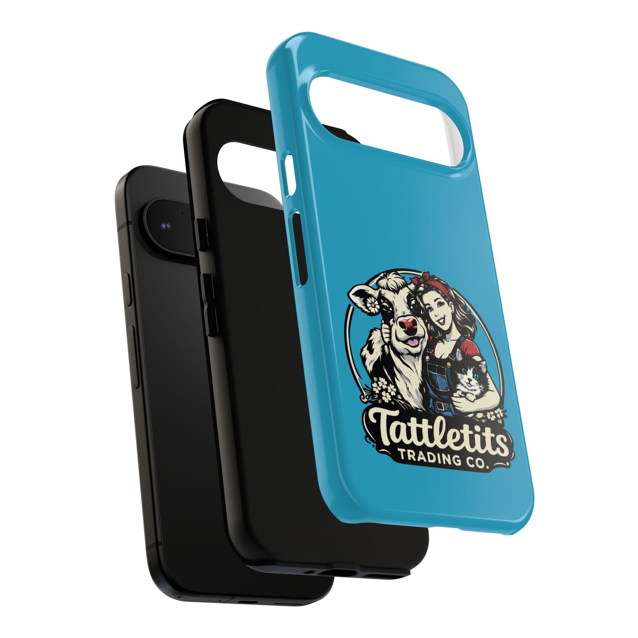 Phone Case — Retro 'Tuffellets' Logo Pattern on Teal