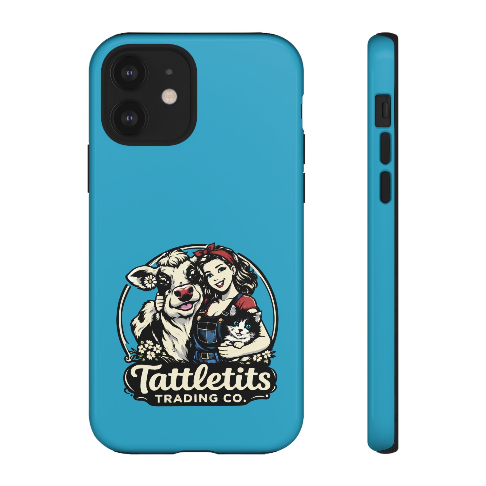 Phone Case — Retro 'Tuffellets' Logo Pattern on Teal
