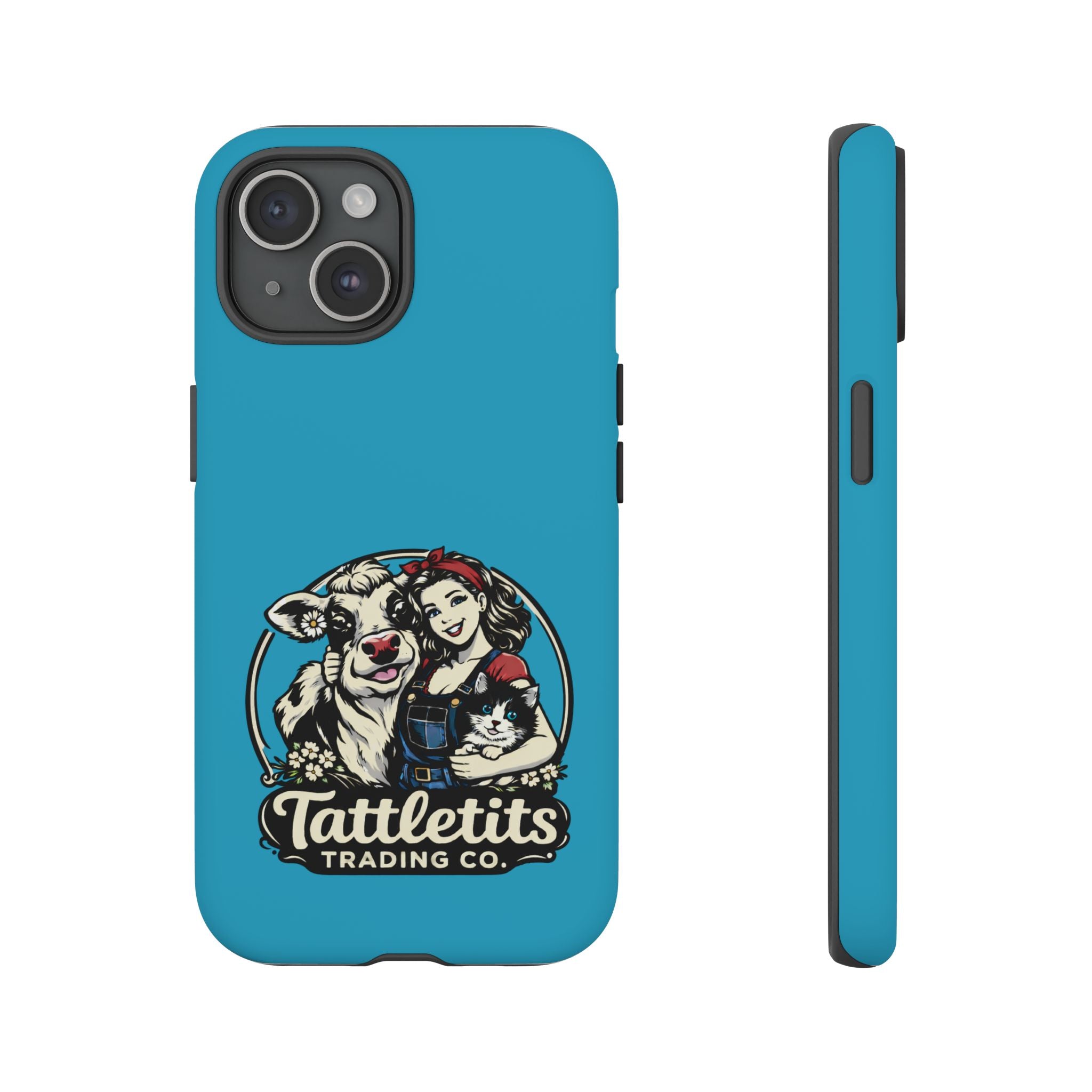 Phone Case — Retro 'Tuffellets' Logo Pattern on Teal