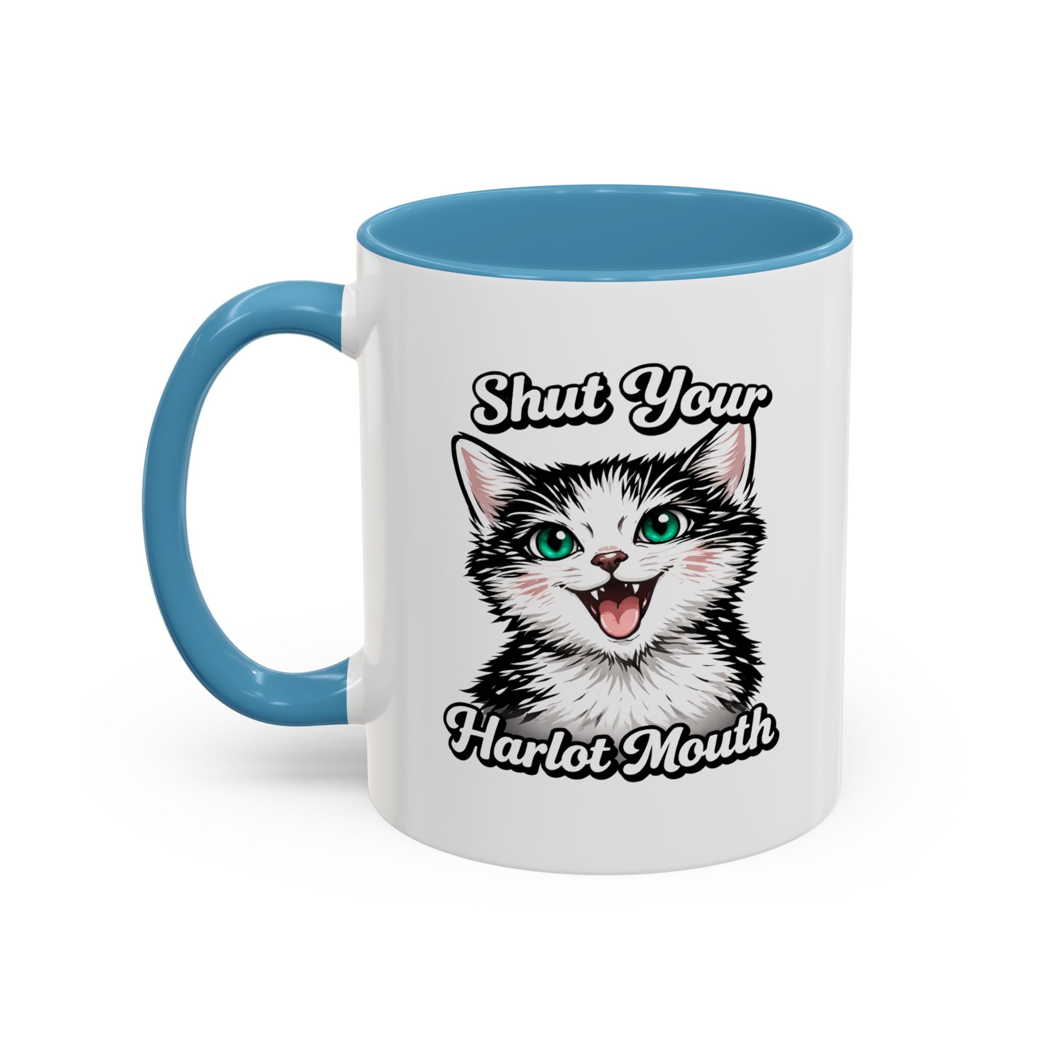 Cat Lover Accent Coffee Mug — Cute Staring Cat Design (11/15 oz)