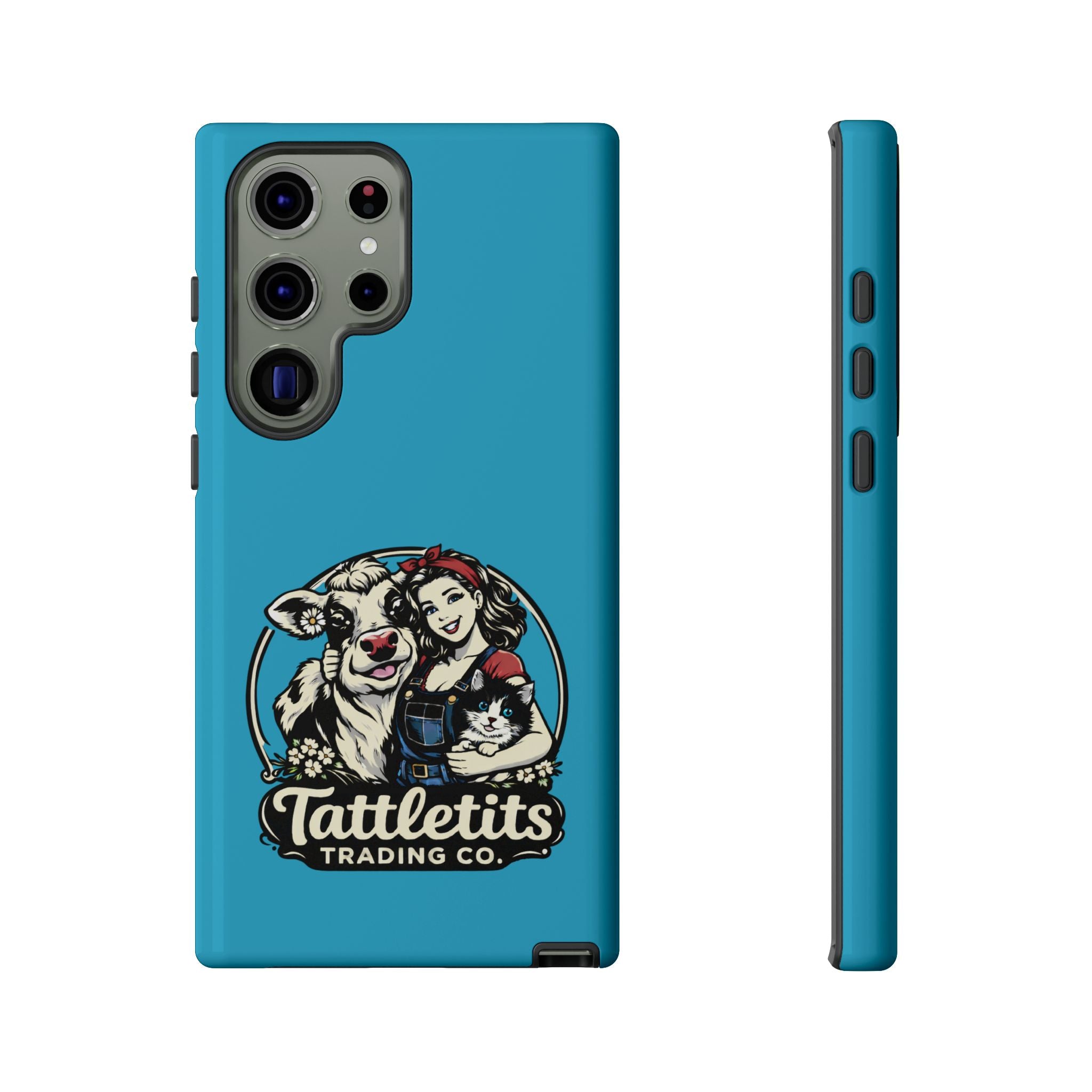 Phone Case — Retro 'Tuffellets' Logo Pattern on Teal