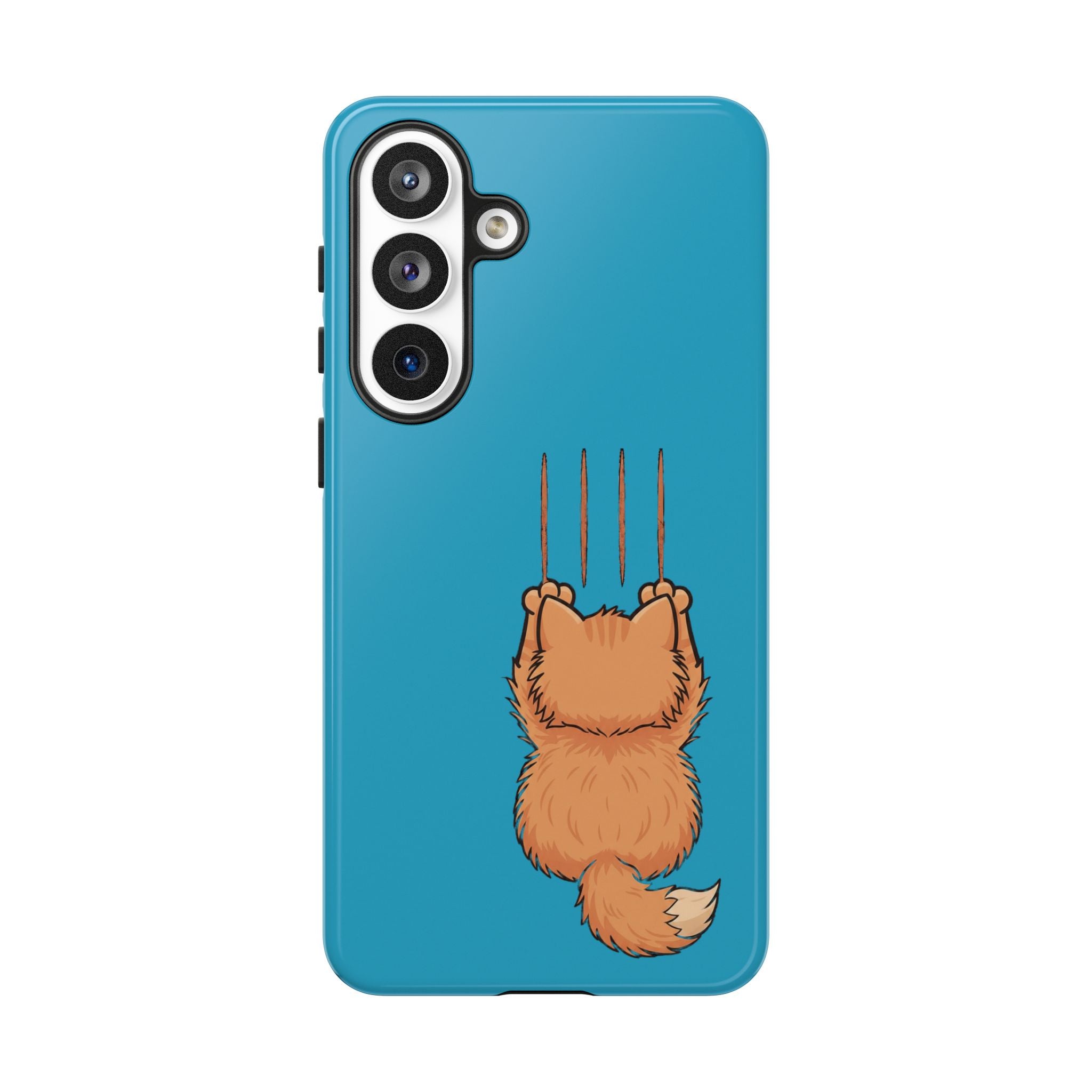 Cat Claw Blue Phone Case — Cute Hanging Orange Kitten Protective Cover