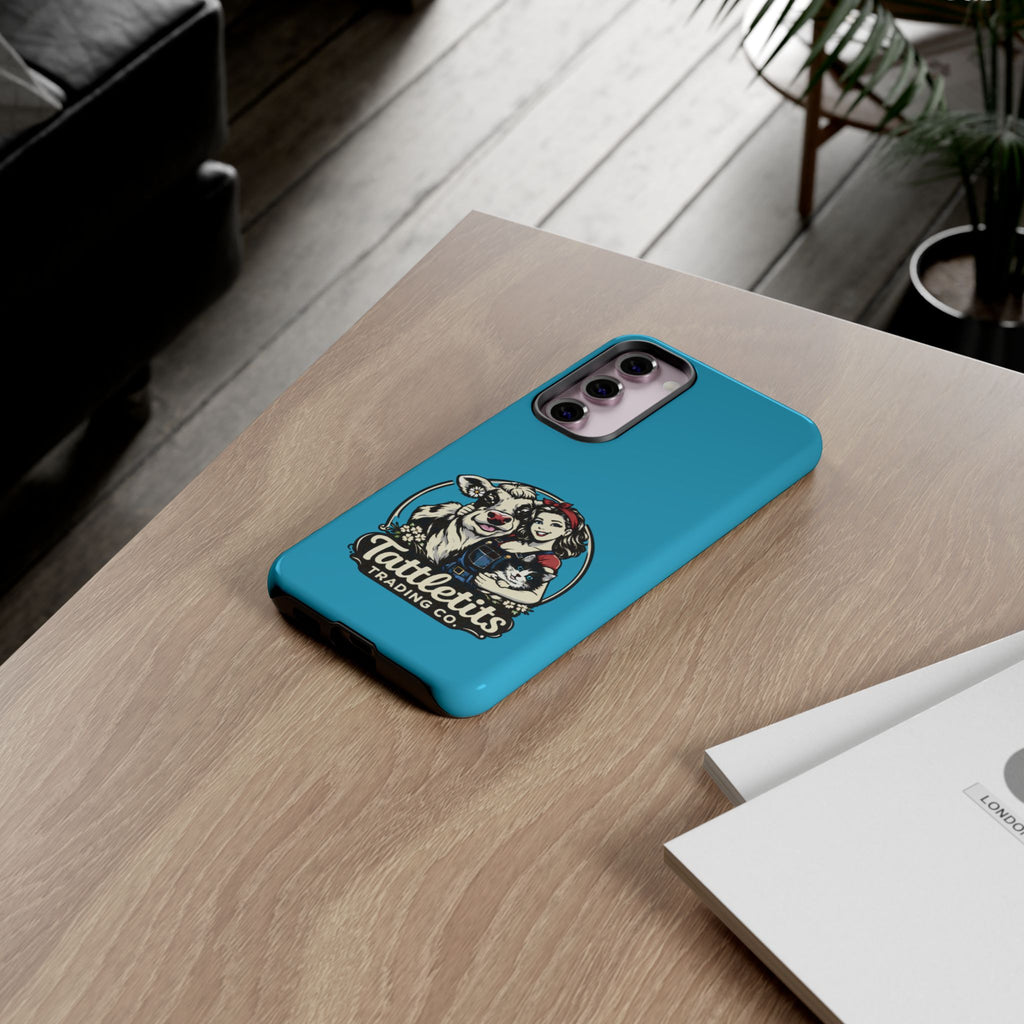 Phone Case — Retro 'Tuffellets' Logo Pattern on Teal