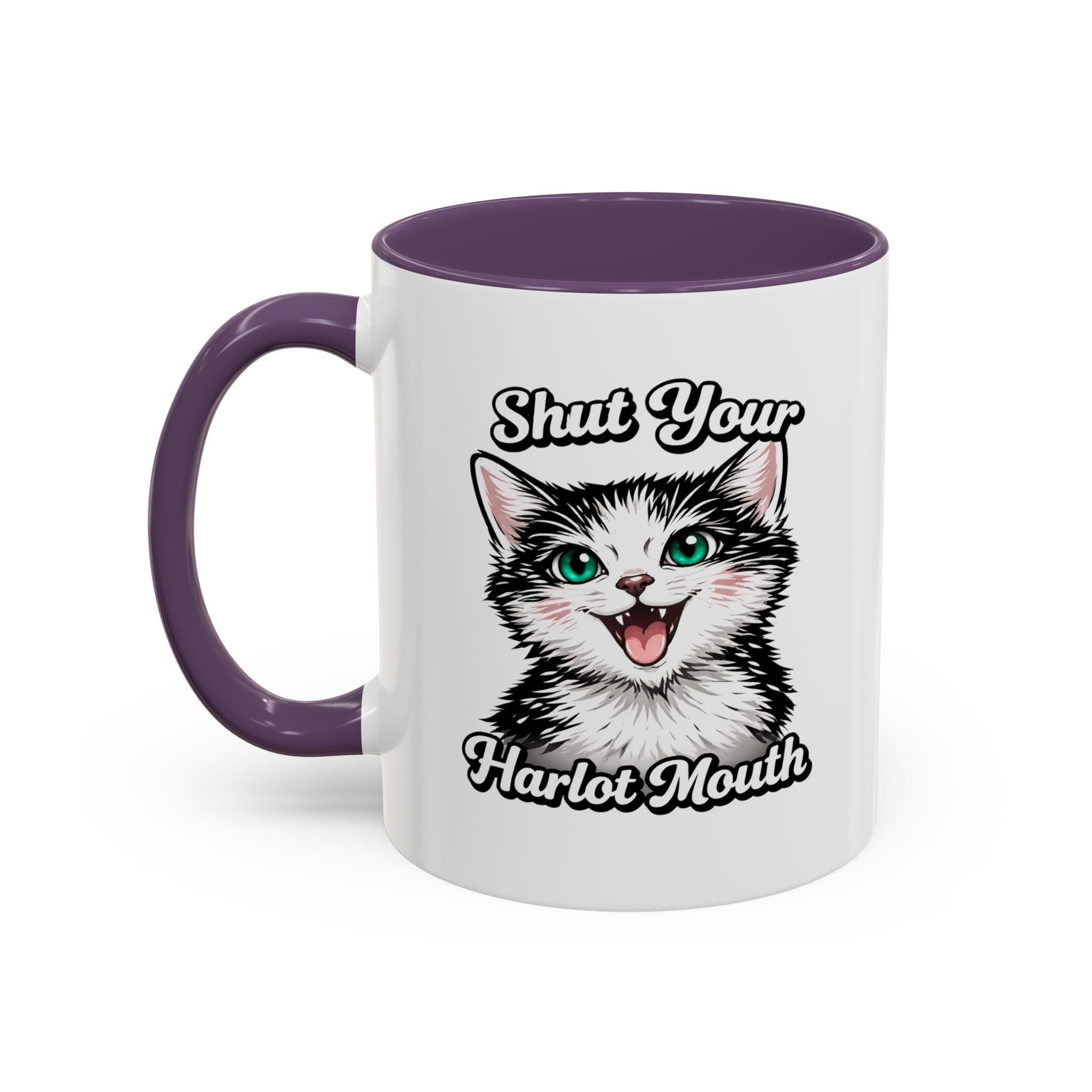 Cat Lover Accent Coffee Mug — Cute Staring Cat Design (11/15 oz)