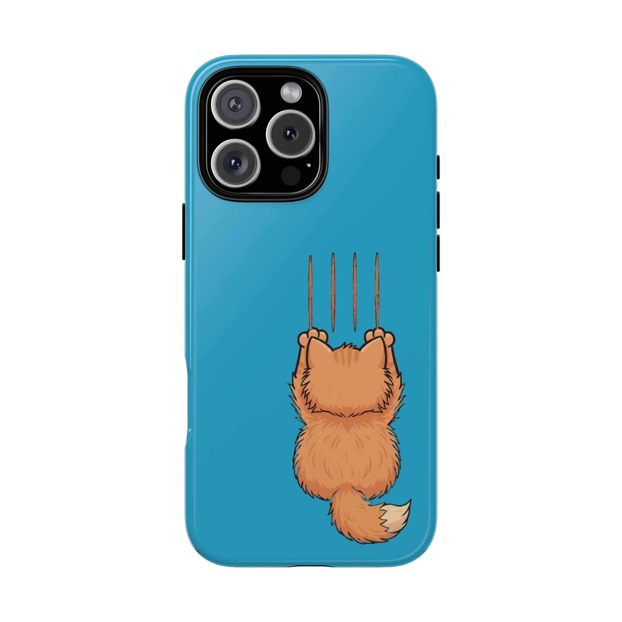 Cat Claw Blue Phone Case — Cute Hanging Orange Kitten Protective Cover