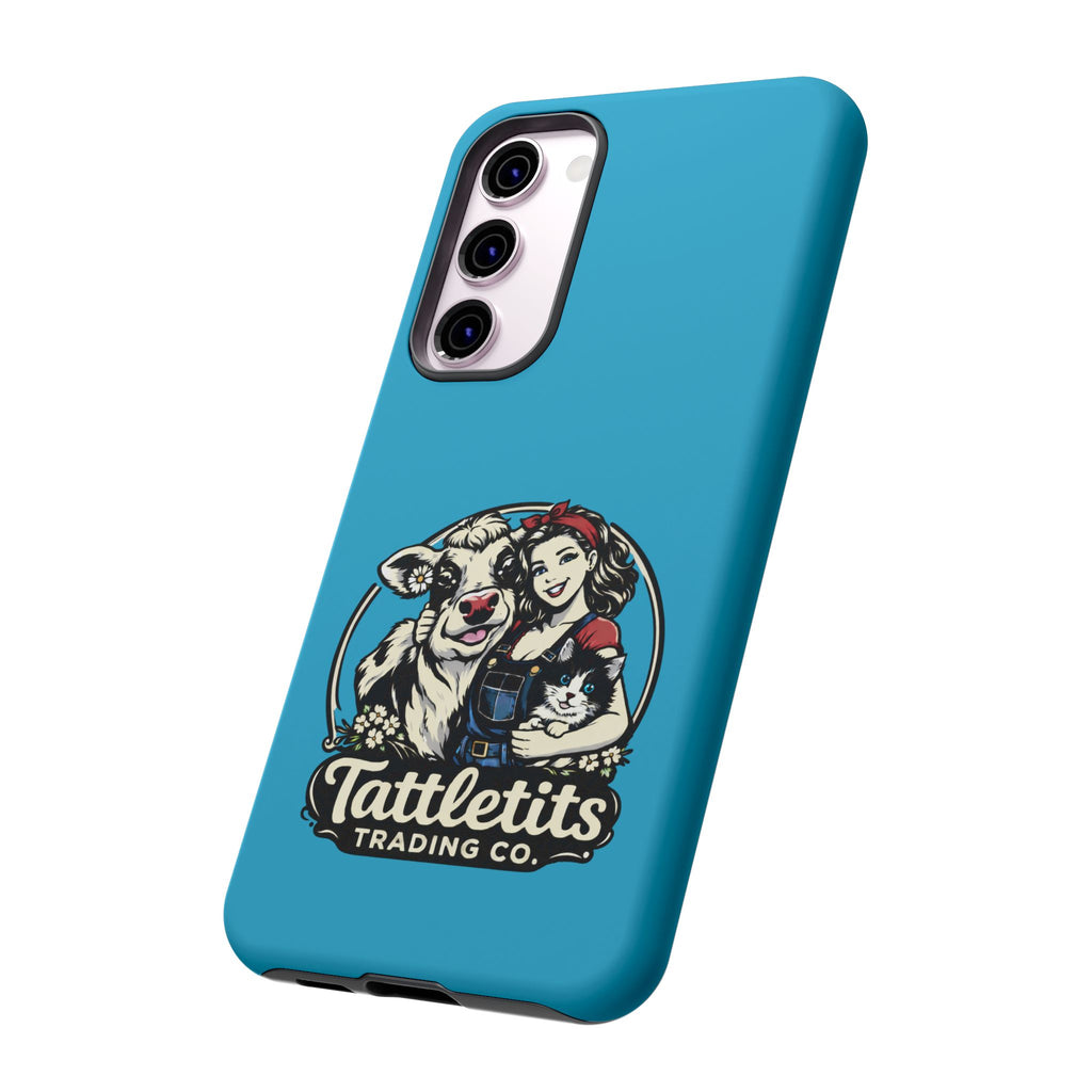 Phone Case — Retro 'Tuffellets' Logo Pattern on Teal