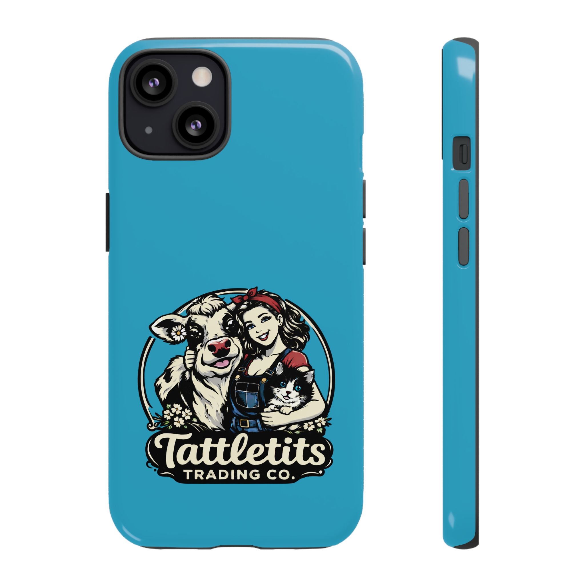Phone Case — Retro 'Tuffellets' Logo Pattern on Teal