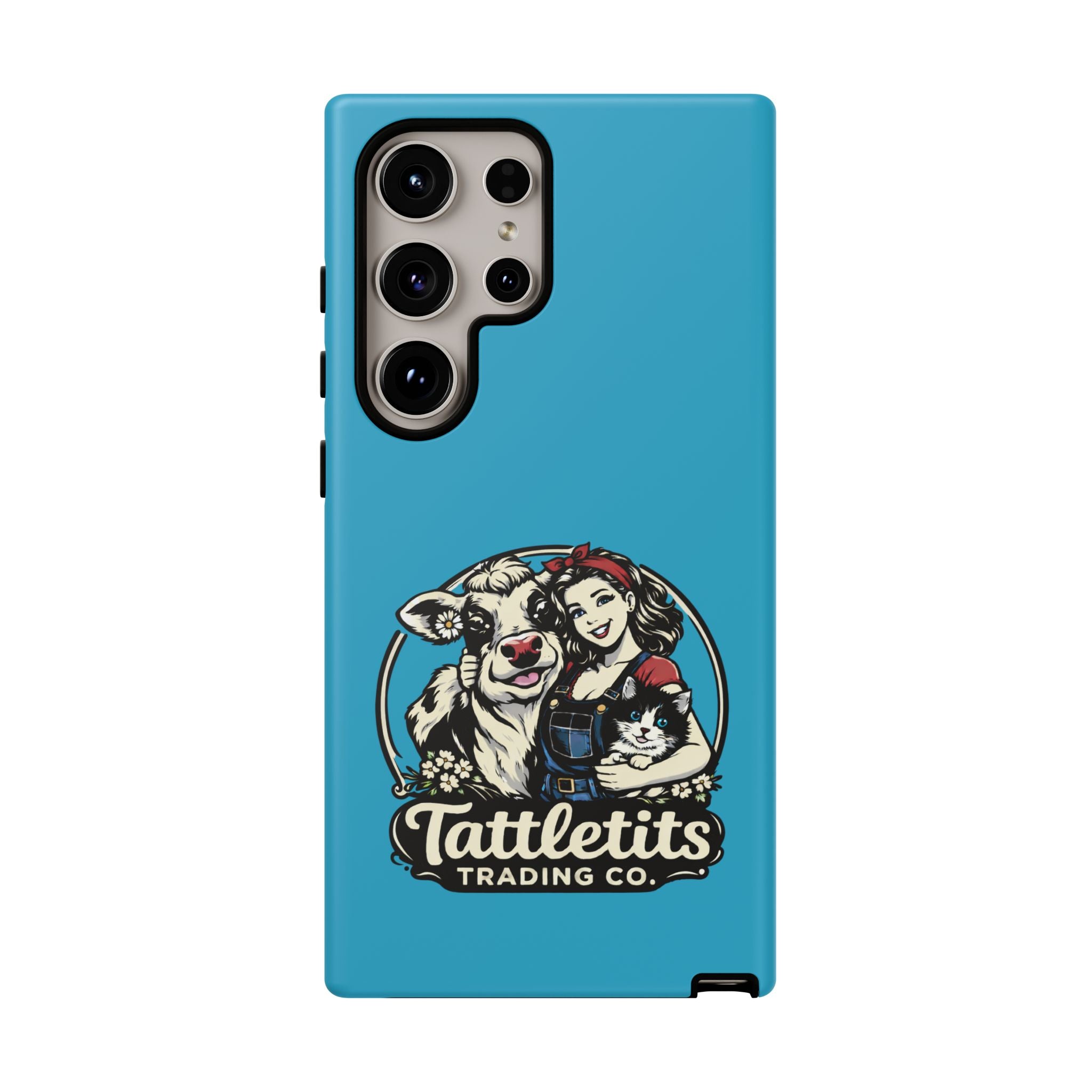 Phone Case — Retro 'Tuffellets' Logo Pattern on Teal