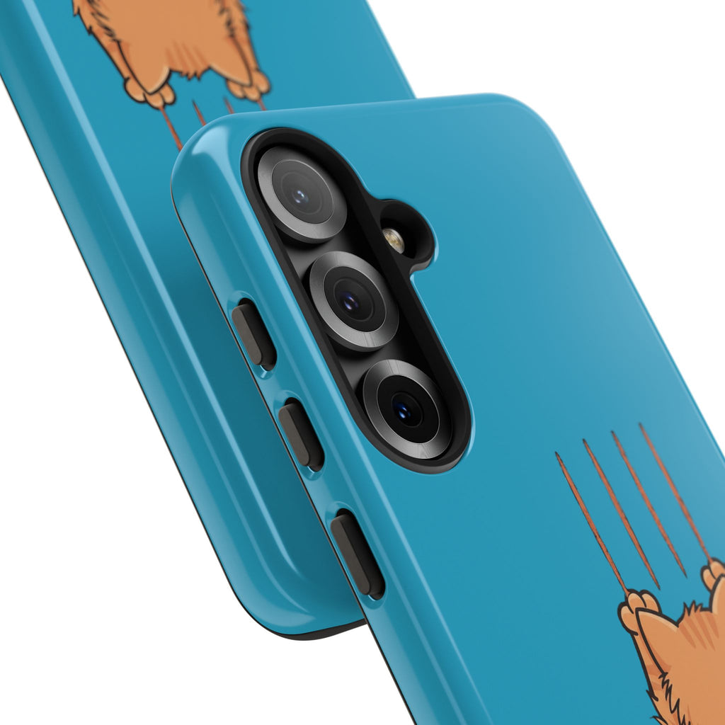Cat Claw Blue Phone Case — Cute Hanging Orange Kitten Protective Cover