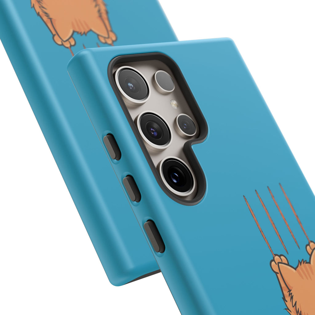 Cat Claw Blue Phone Case — Cute Hanging Orange Kitten Protective Cover