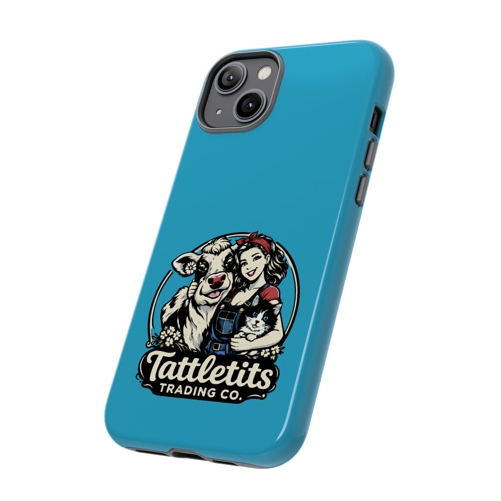 Phone Case — Retro 'Tuffellets' Logo Pattern on Teal