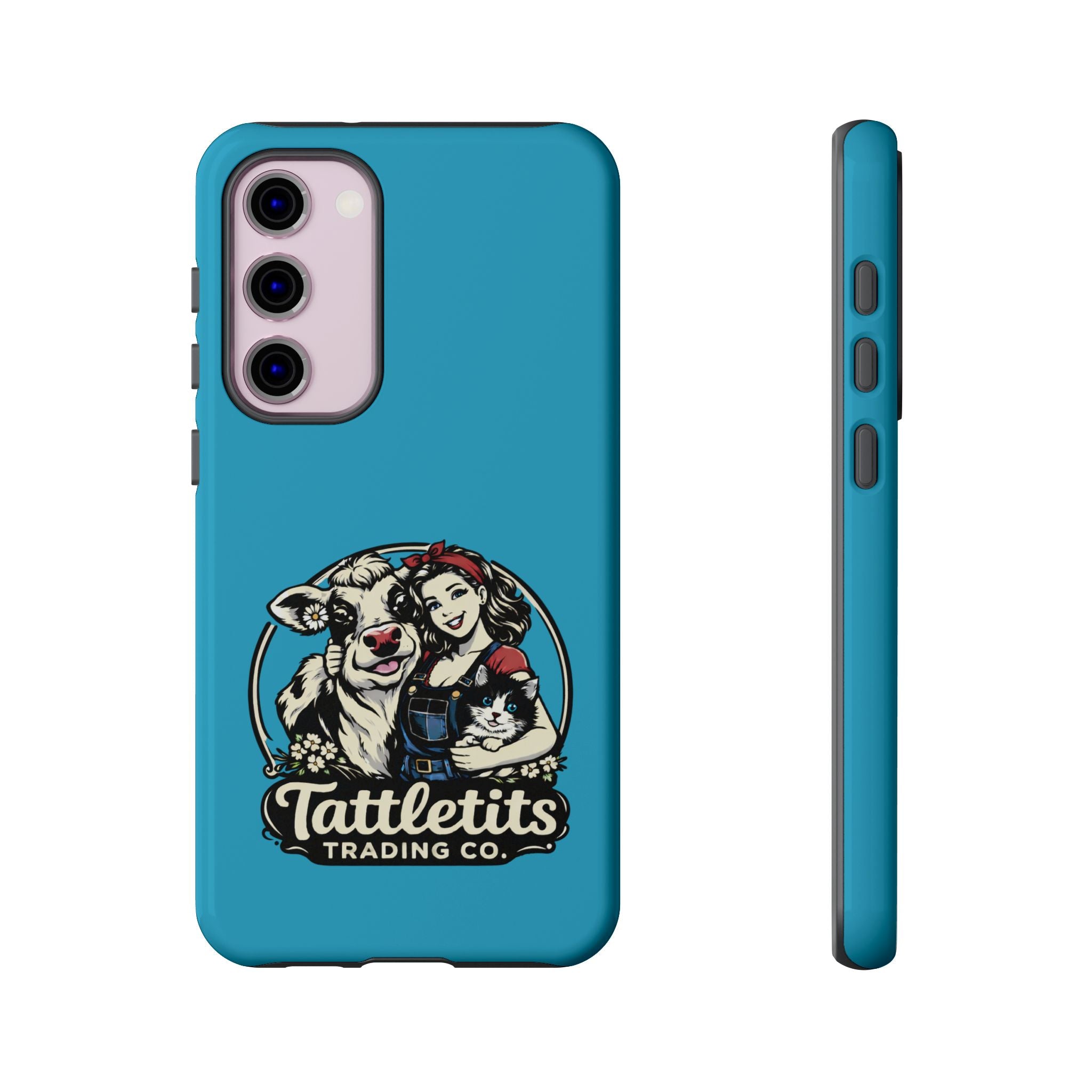 Phone Case — Retro 'Tuffellets' Logo Pattern on Teal