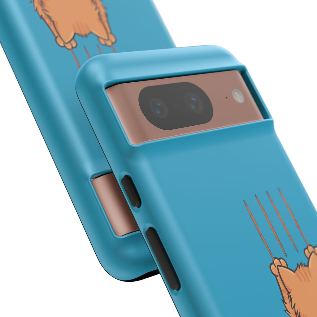 Cat Claw Blue Phone Case — Cute Hanging Orange Kitten Protective Cover
