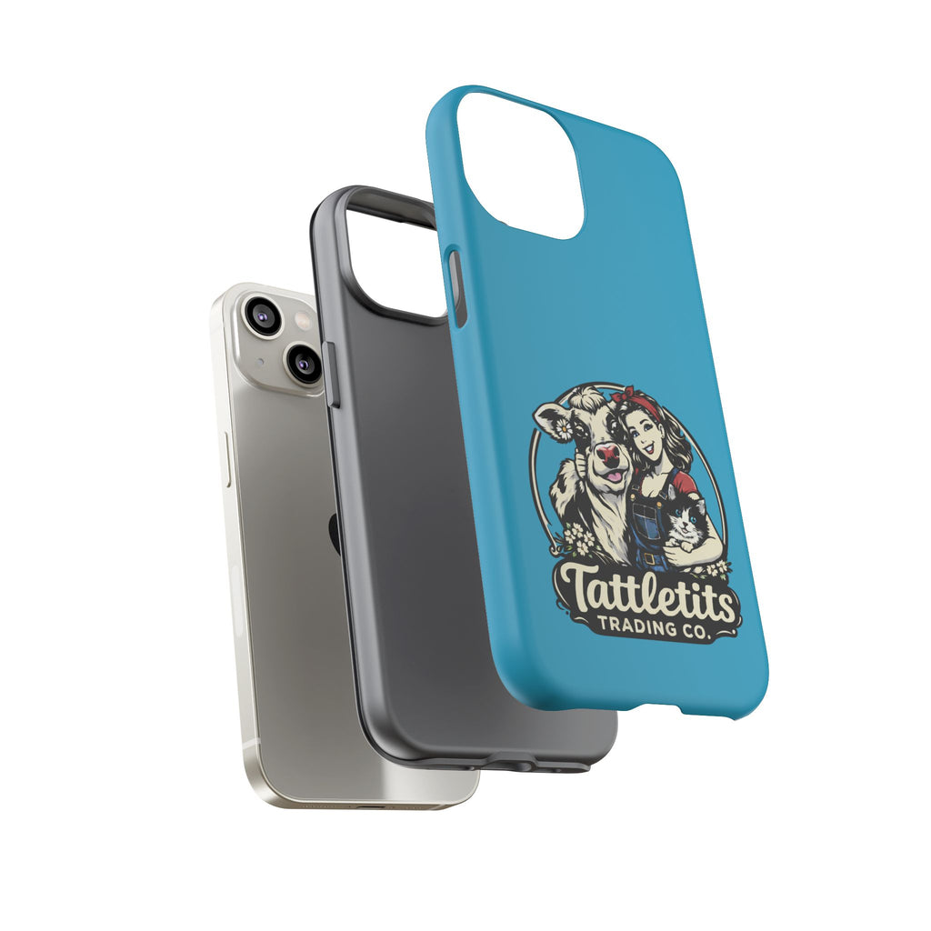 Phone Case — Retro 'Tuffellets' Logo Pattern on Teal