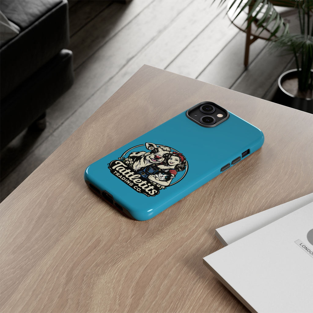 Phone Case — Retro 'Tuffellets' Logo Pattern on Teal