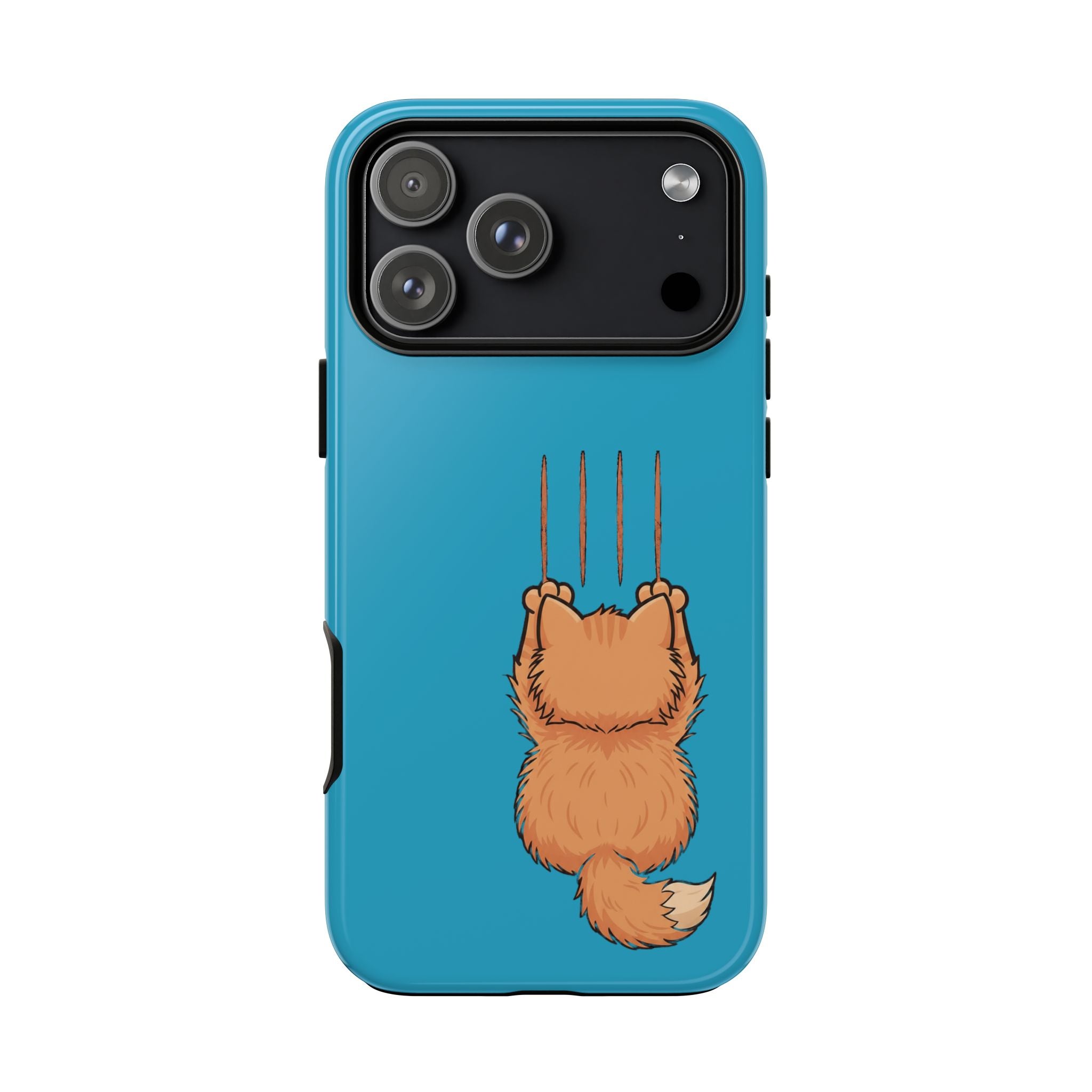 Cat Claw Blue Phone Case — Cute Hanging Orange Kitten Protective Cover