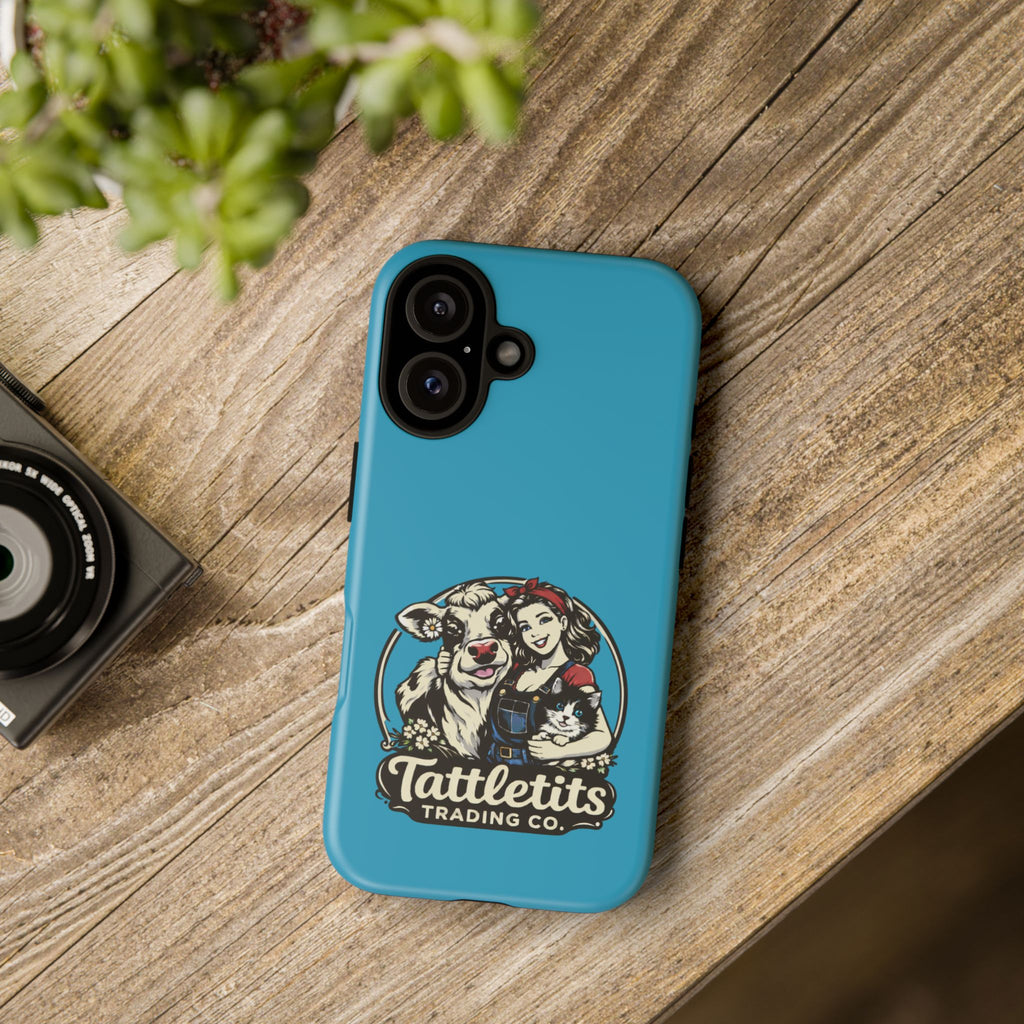 Phone Case — Retro 'Tuffellets' Logo Pattern on Teal