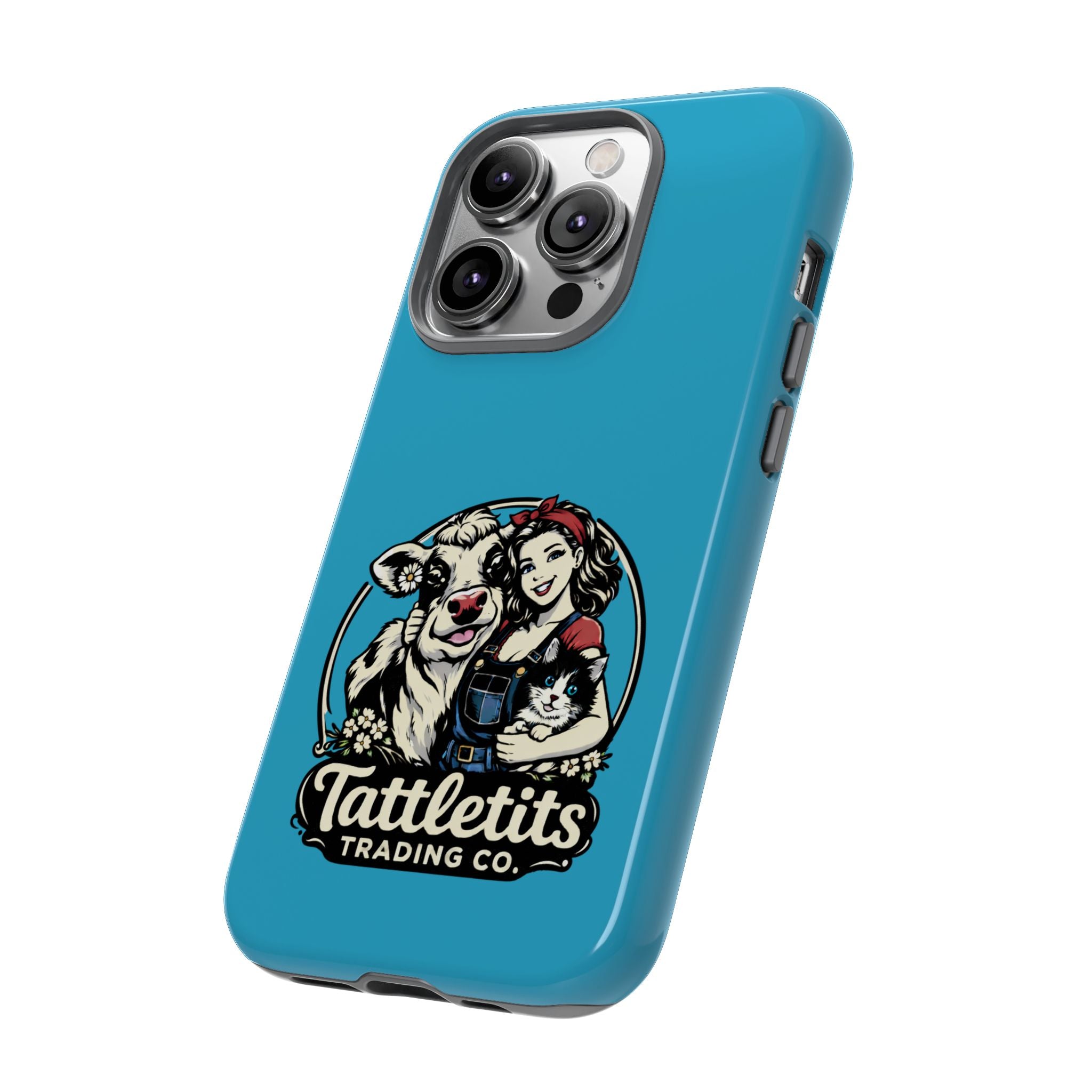 Phone Case — Retro 'Tuffellets' Logo Pattern on Teal