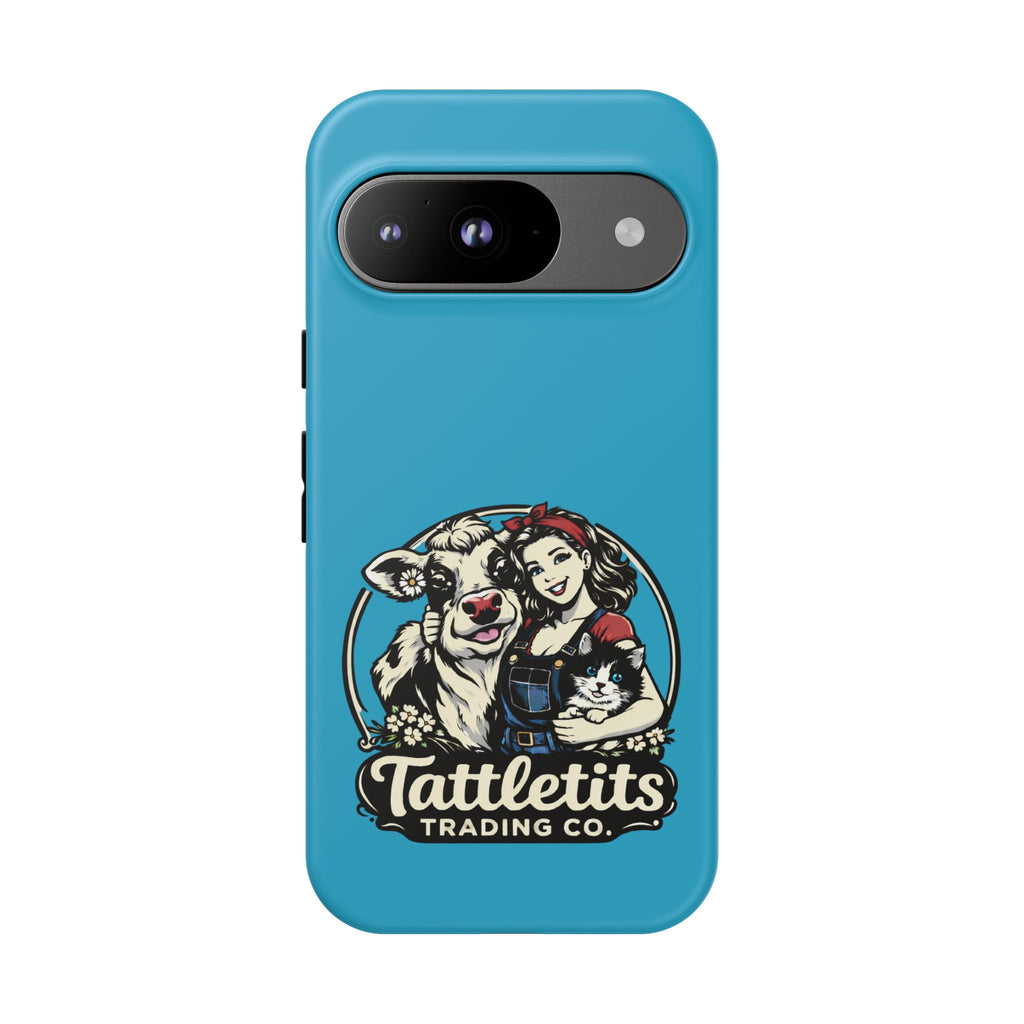 Phone Case — Retro 'Tuffellets' Logo Pattern on Teal