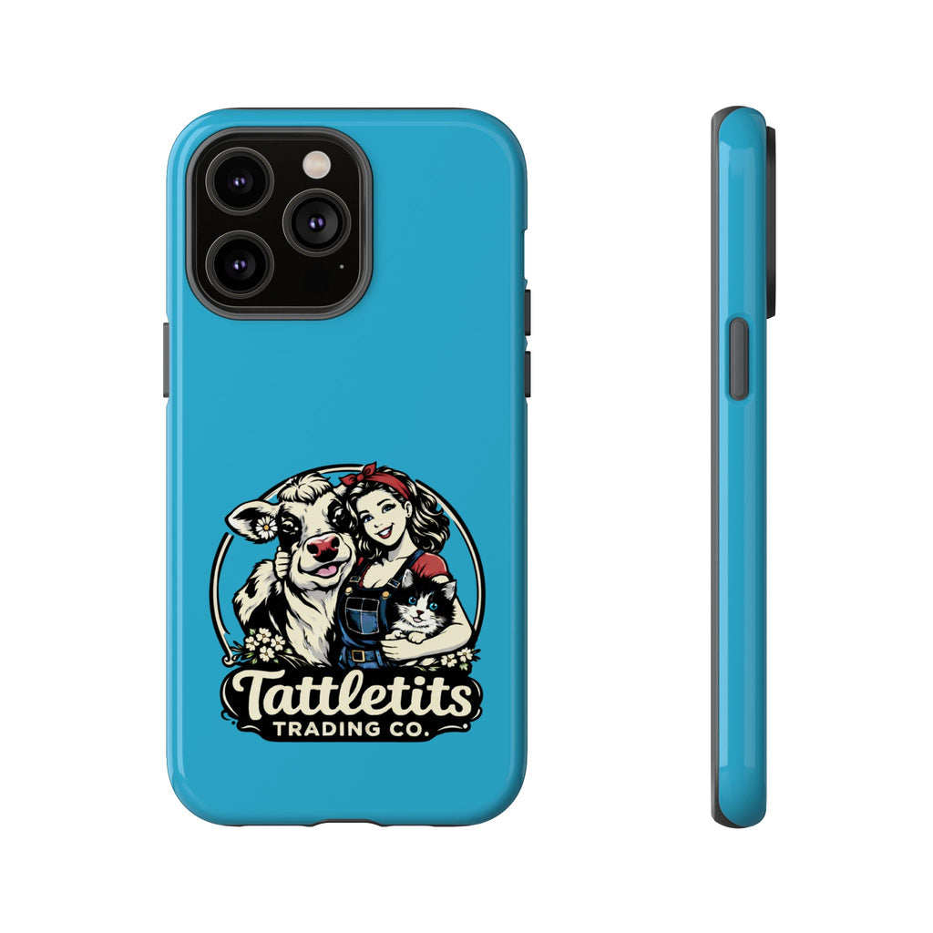 Phone Case — Retro 'Tuffellets' Logo Pattern on Teal