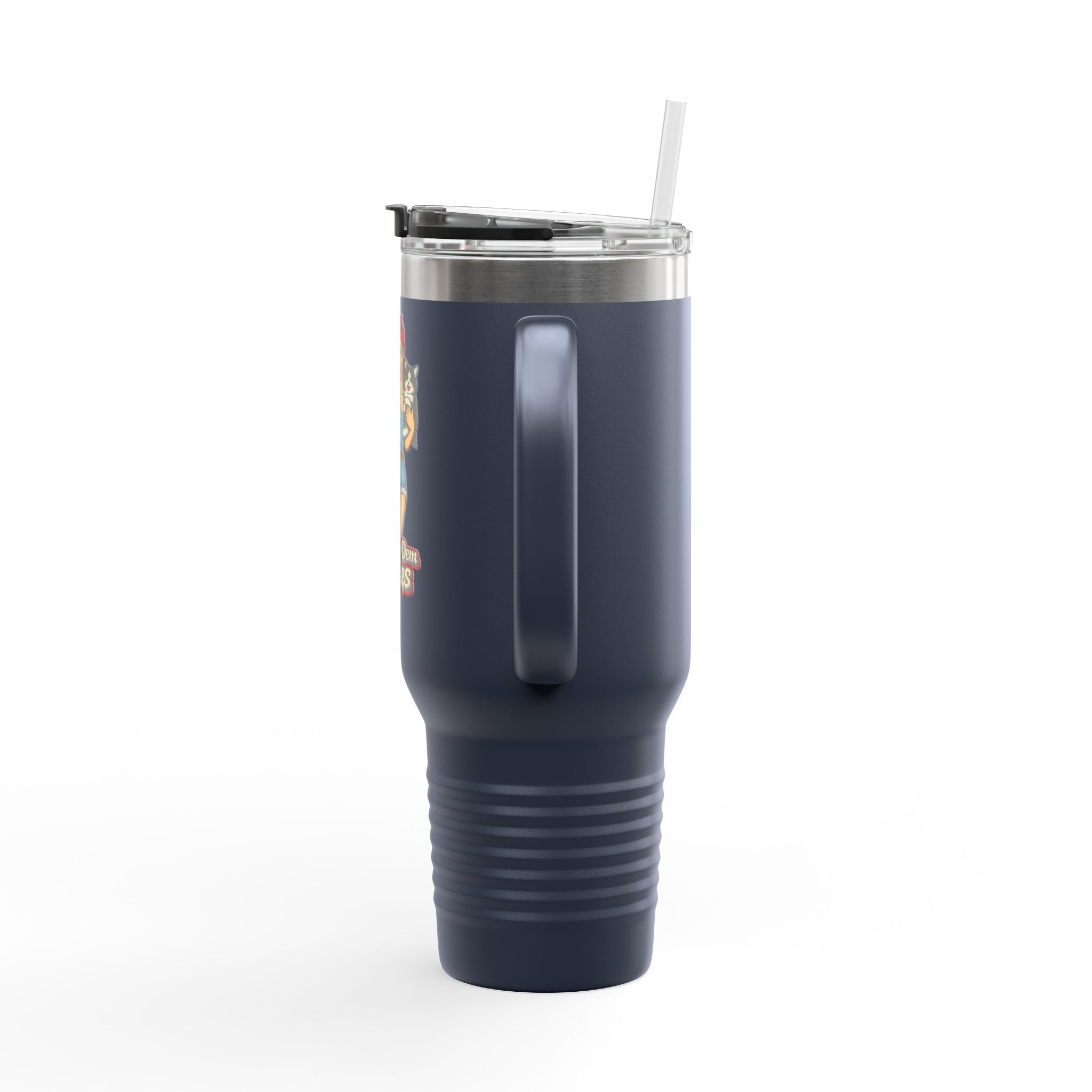 40oz Insulated Travel Mug — "Show Me Dem Kitties" Pin-Up Cat Design