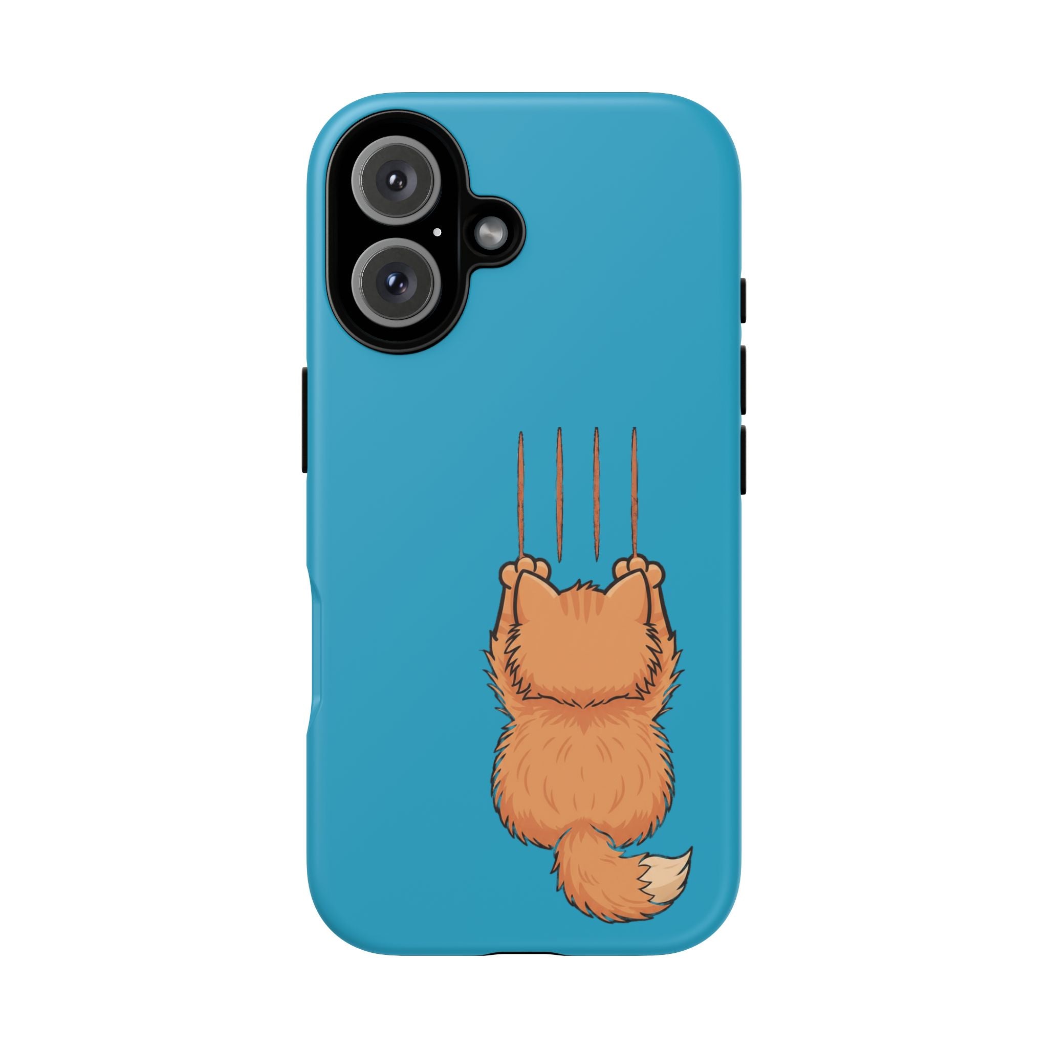 Cat Claw Blue Phone Case — Cute Hanging Orange Kitten Protective Cover