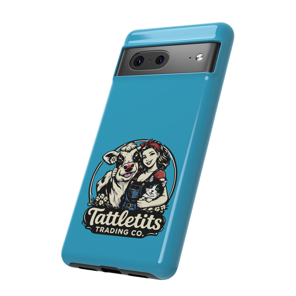 Phone Case — Retro 'Tuffellets' Logo Pattern on Teal