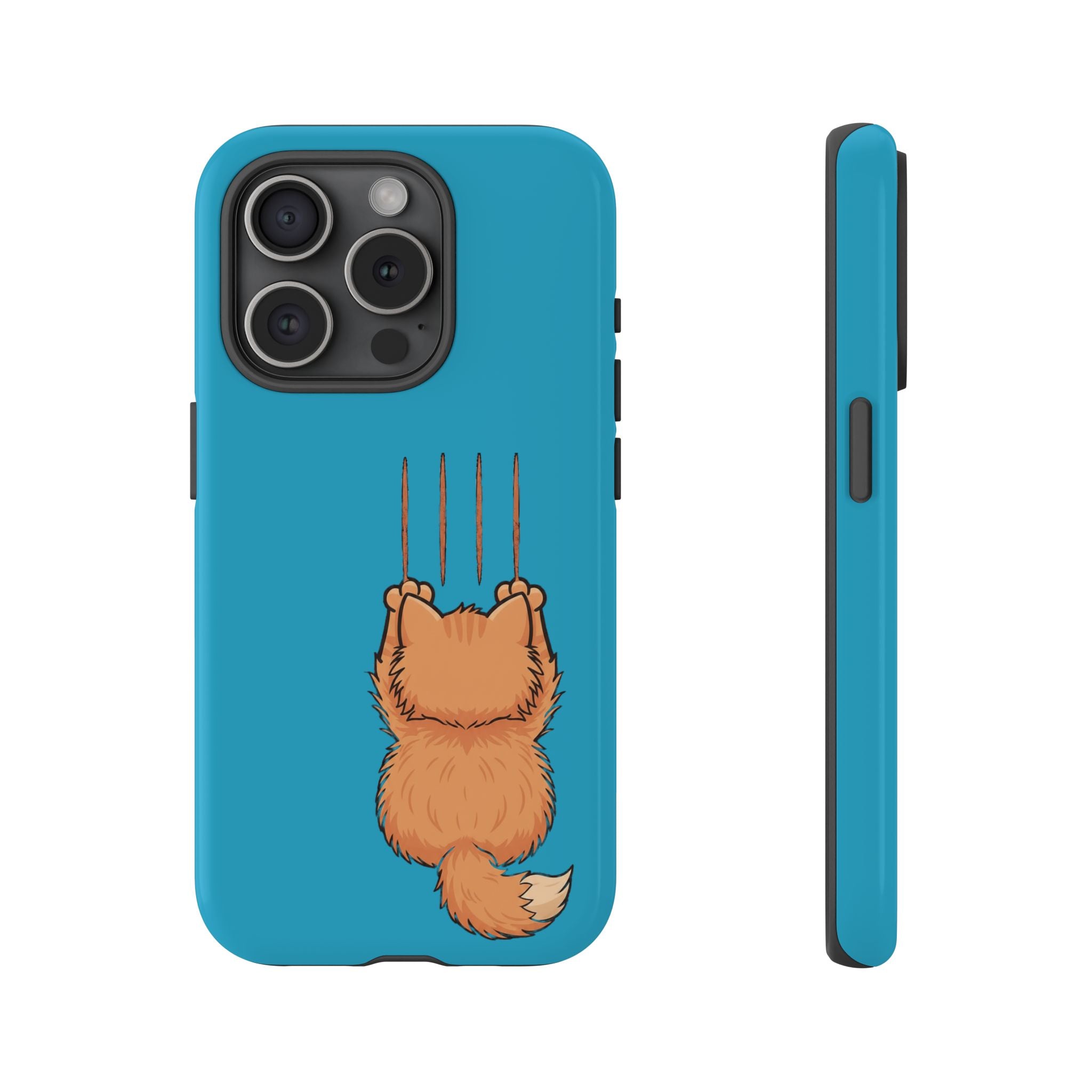 Cat Claw Blue Phone Case — Cute Hanging Orange Kitten Protective Cover