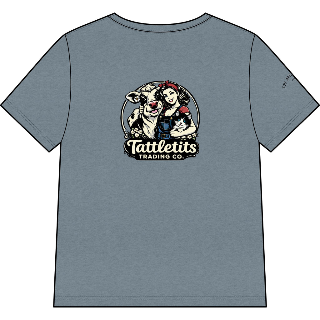 T-Shirt — Tattletits Trading Co. Retro Cowgirl & Cow Graphic Tee