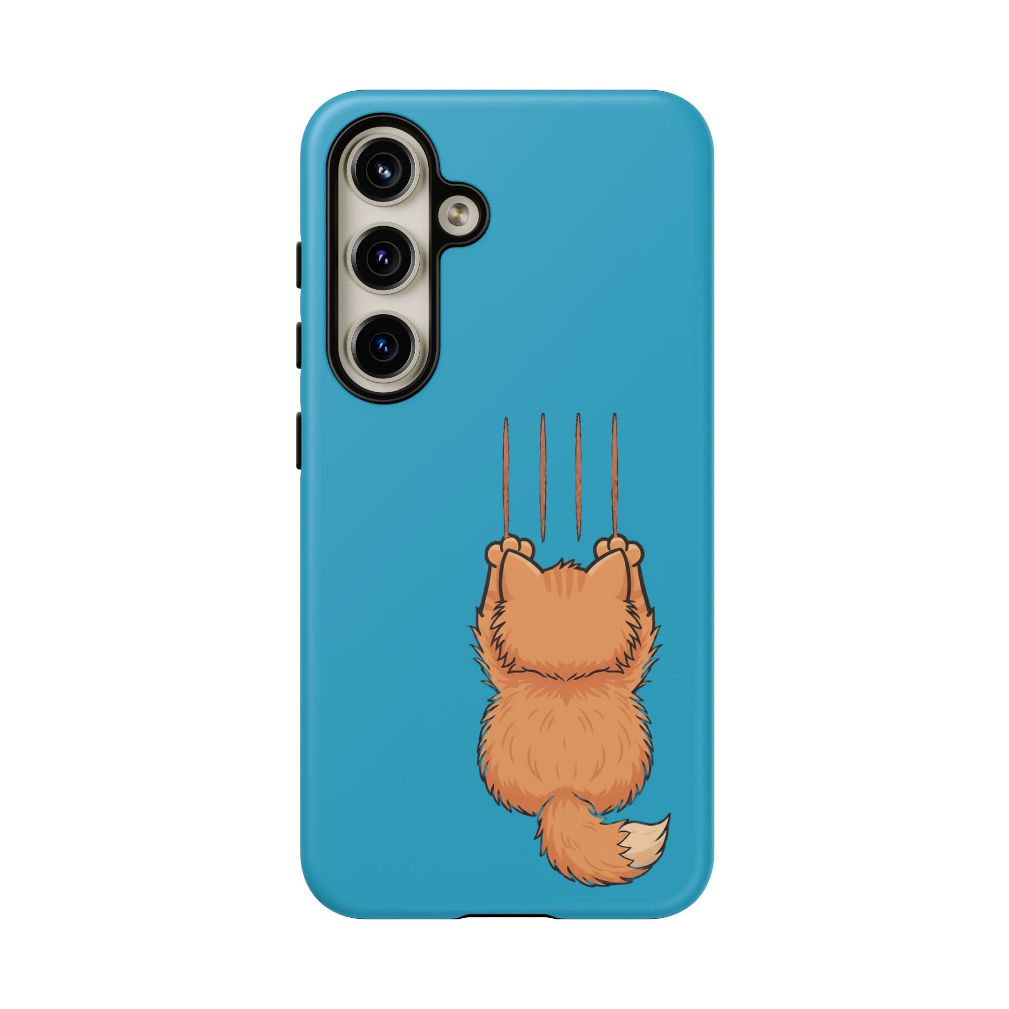 Cat Claw Blue Phone Case — Cute Hanging Orange Kitten Protective Cover