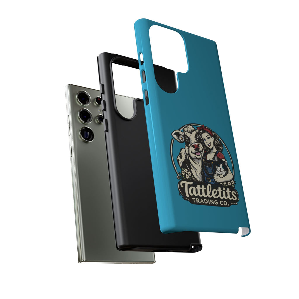 Phone Case — Retro 'Tuffellets' Logo Pattern on Teal
