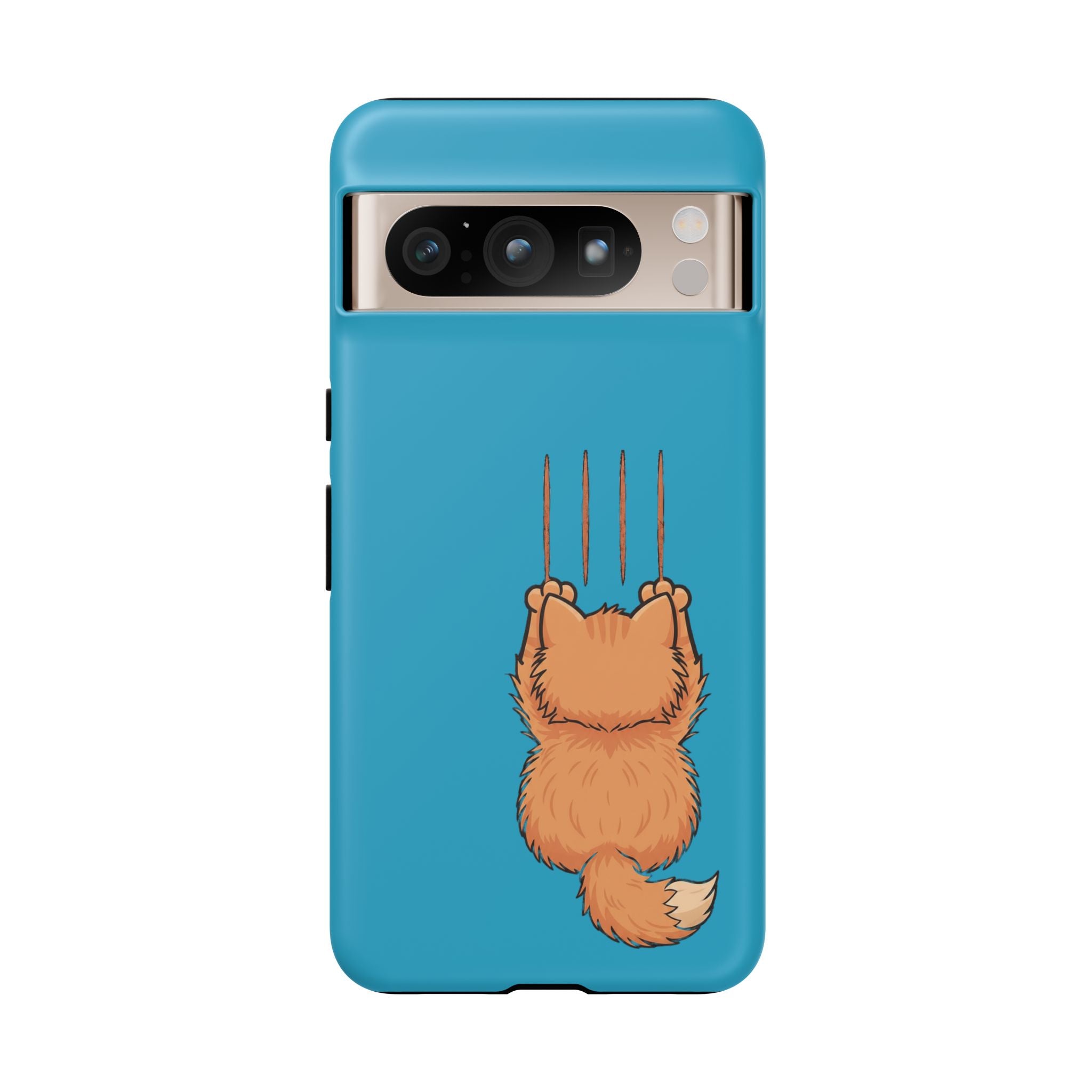 Cat Claw Blue Phone Case — Cute Hanging Orange Kitten Protective Cover