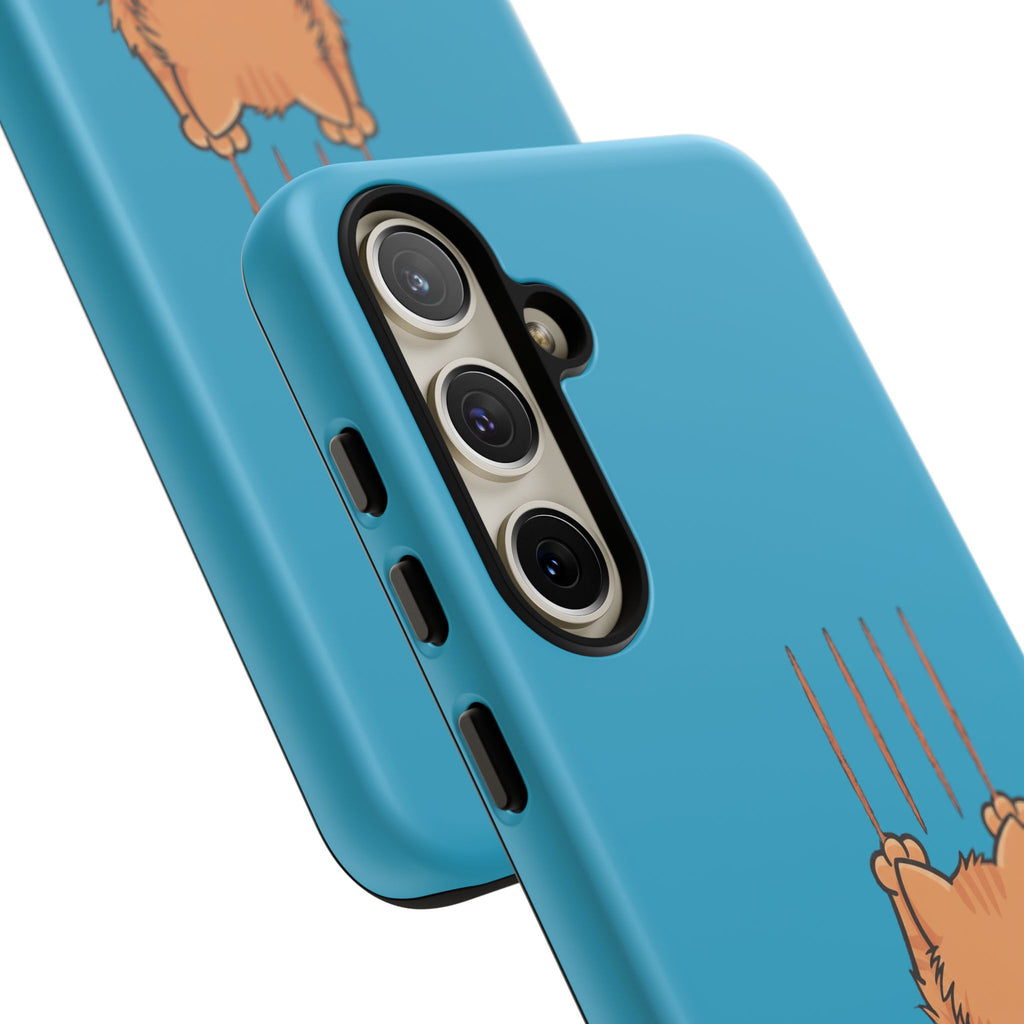 Cat Claw Blue Phone Case — Cute Hanging Orange Kitten Protective Cover