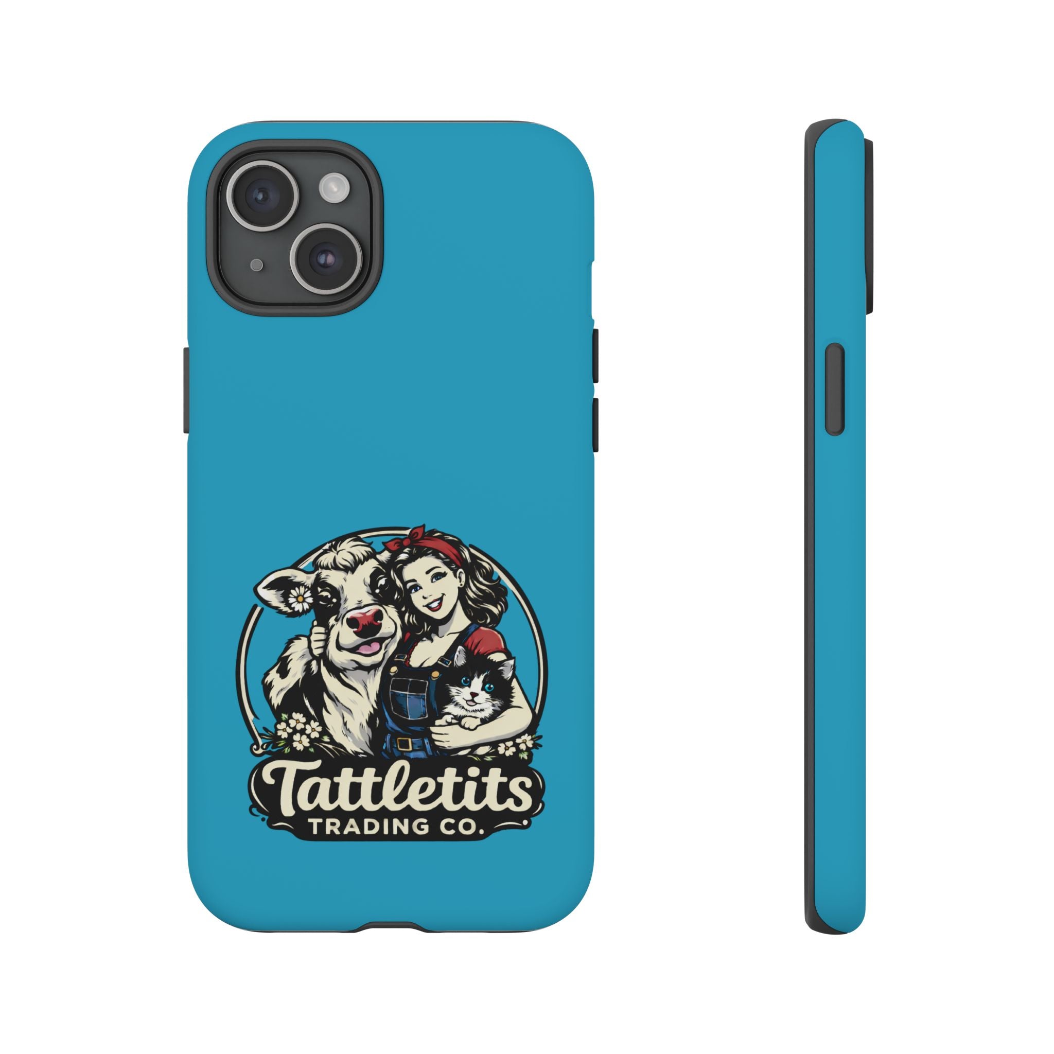Phone Case — Retro 'Tuffellets' Logo Pattern on Teal