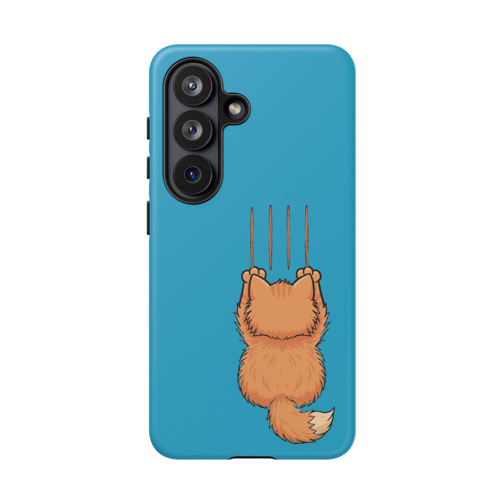 Cat Claw Blue Phone Case — Cute Hanging Orange Kitten Protective Cover