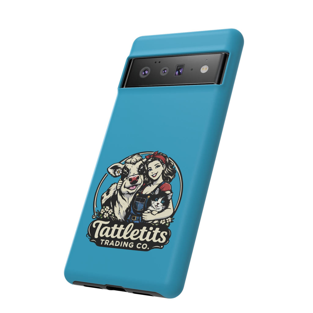 Phone Case — Retro 'Tuffellets' Logo Pattern on Teal